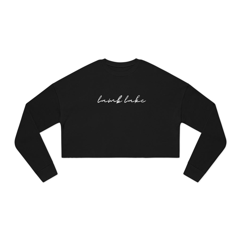 Cropped Hem Sweatshirt — 'lamb lake' Script Logo, Cozy Casual Pullover