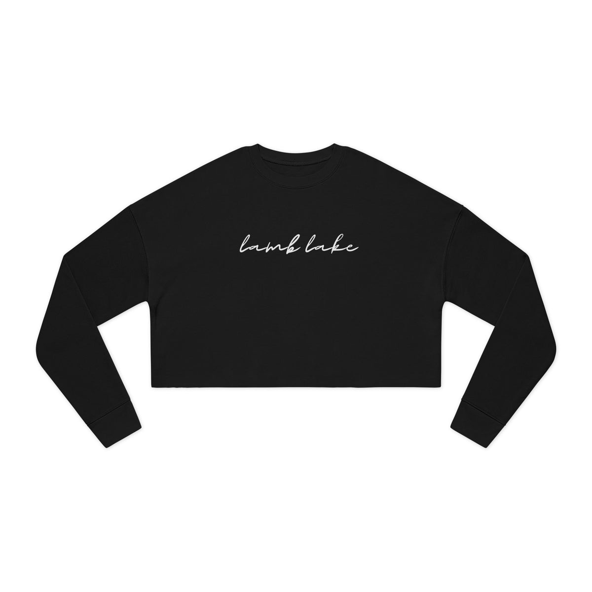 Cropped Hem Sweatshirt — 'lamb lake' Script Logo, Cozy Casual Pullover
