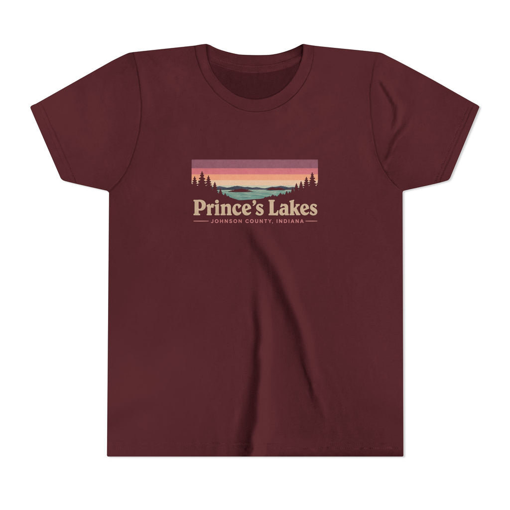 Youth Tee — Prince's Lakes Retro Sunset Graphic