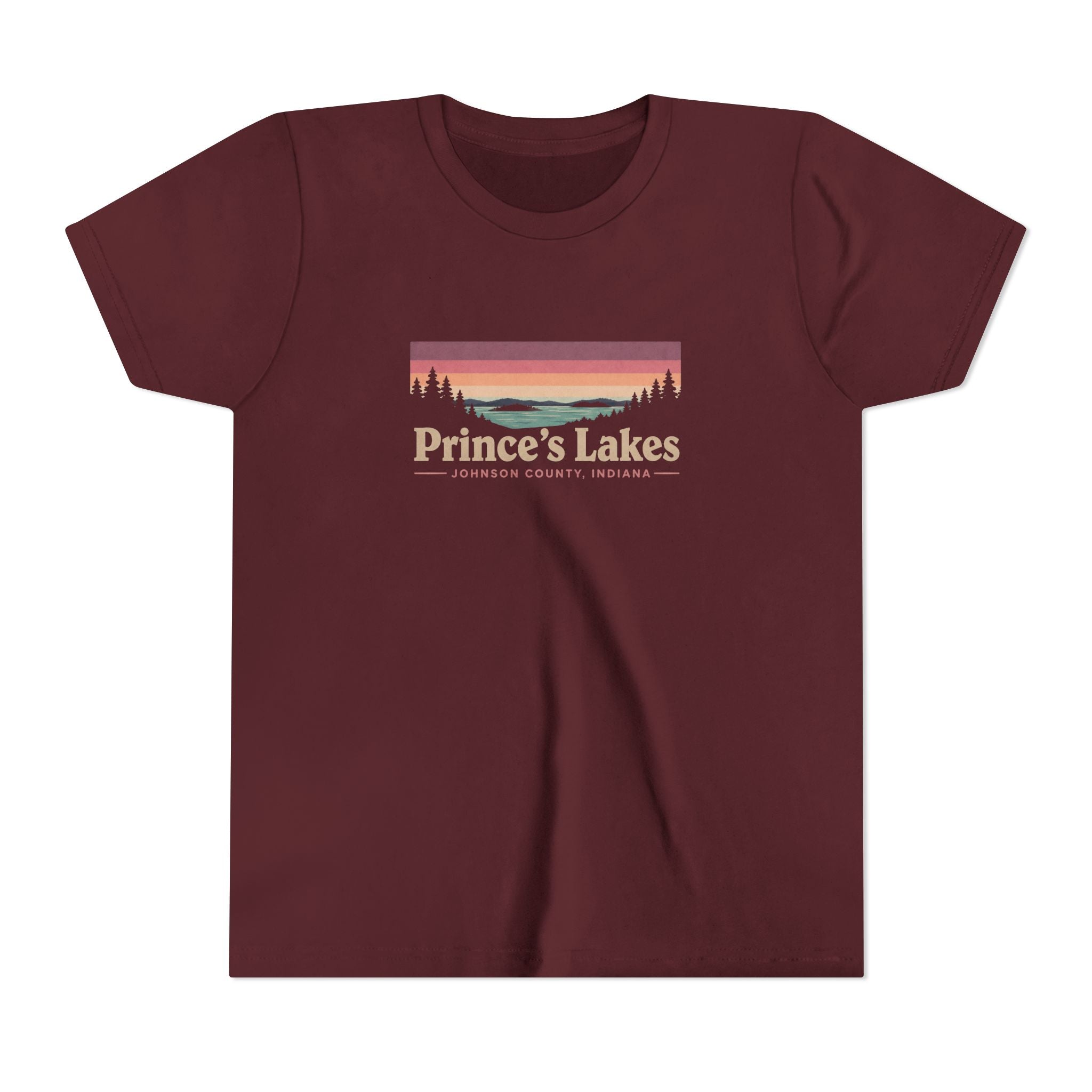 Youth Tee — Prince's Lakes Retro Sunset Graphic