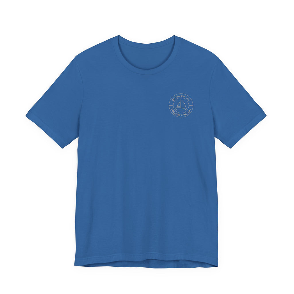 Sailboat Pocket & Back Print Grandview Lake Minimalist Tee —  Short Sleeve Shirt