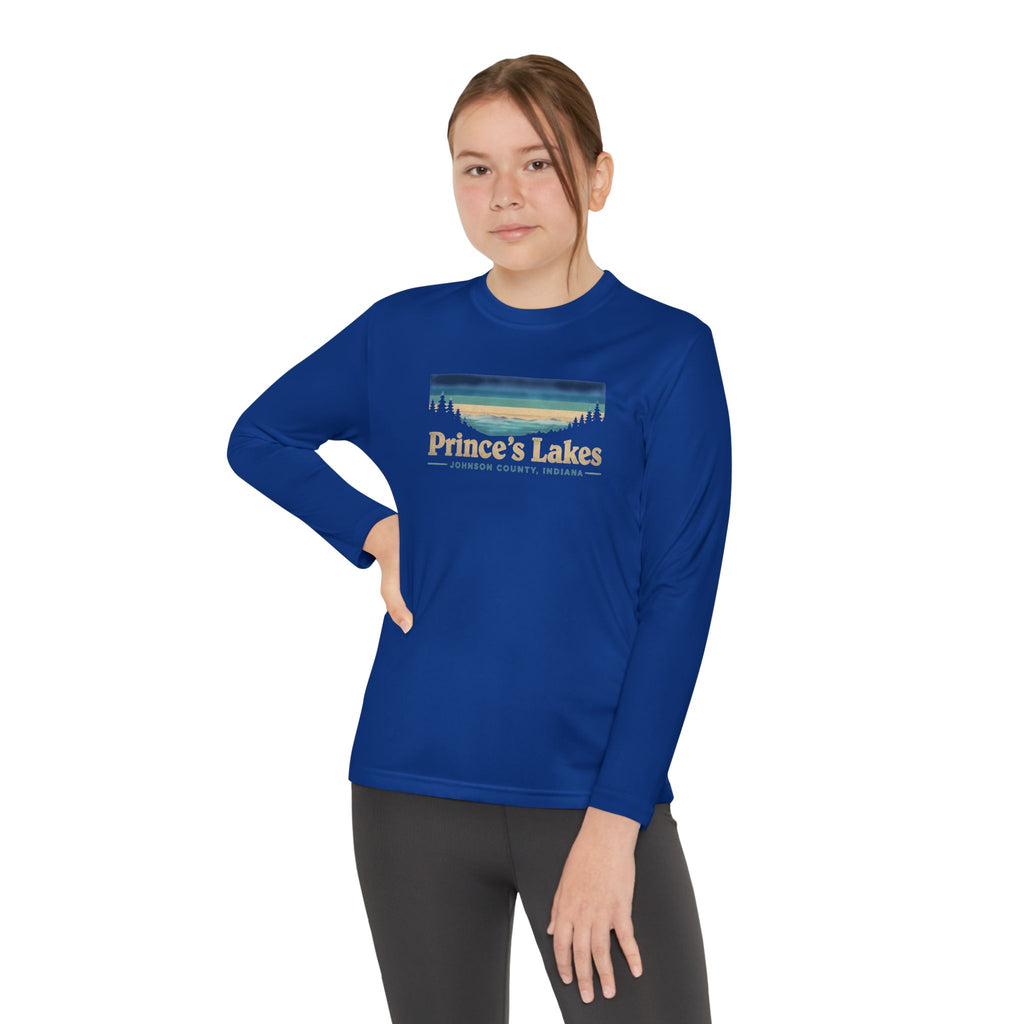 Prince's Lakes Youth Long Sleeve Tee — Retro Lakeside Nature Design