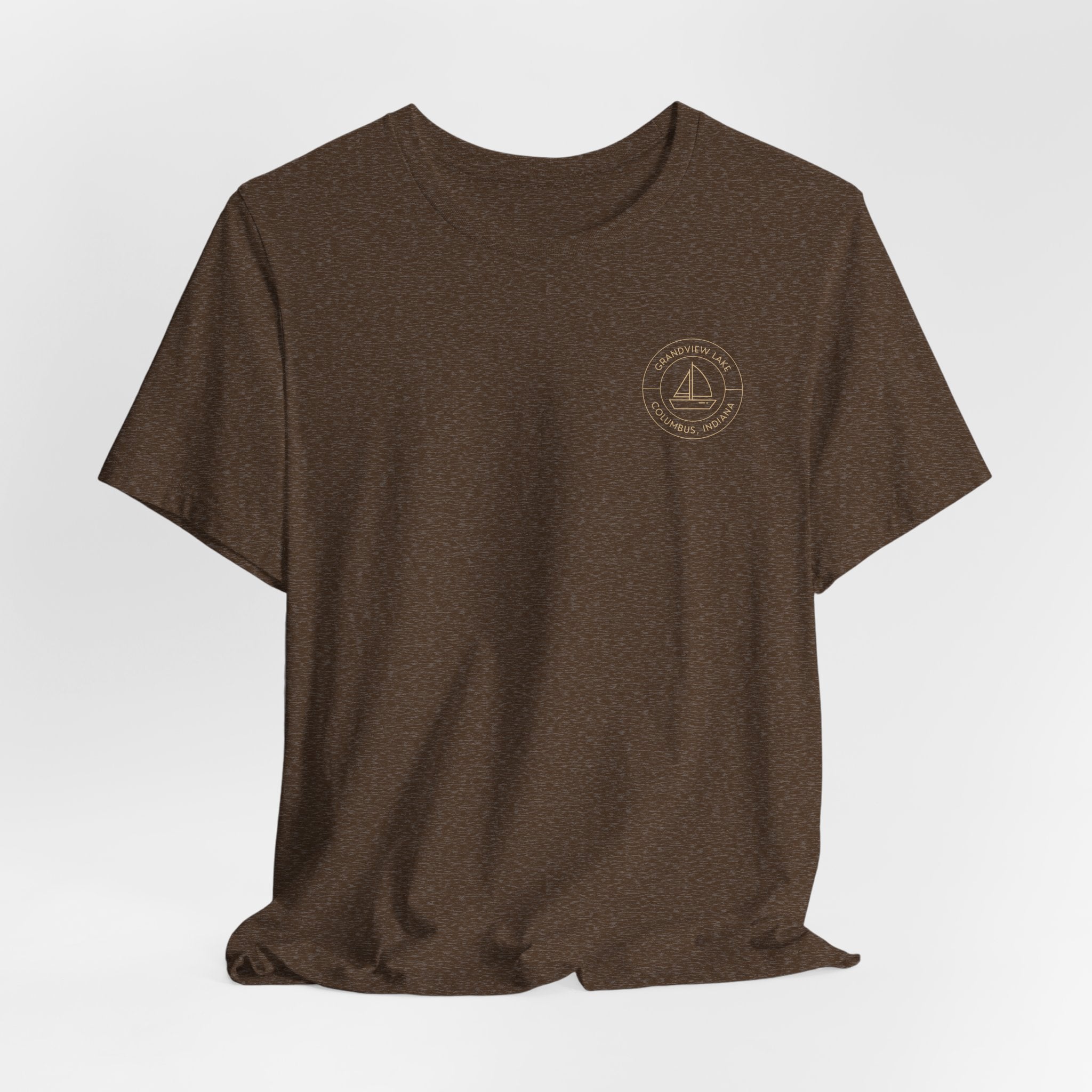 Sailboat Pocket & Back Print Grandview Lake Minimalist Tee —  Short Sleeve Shirt