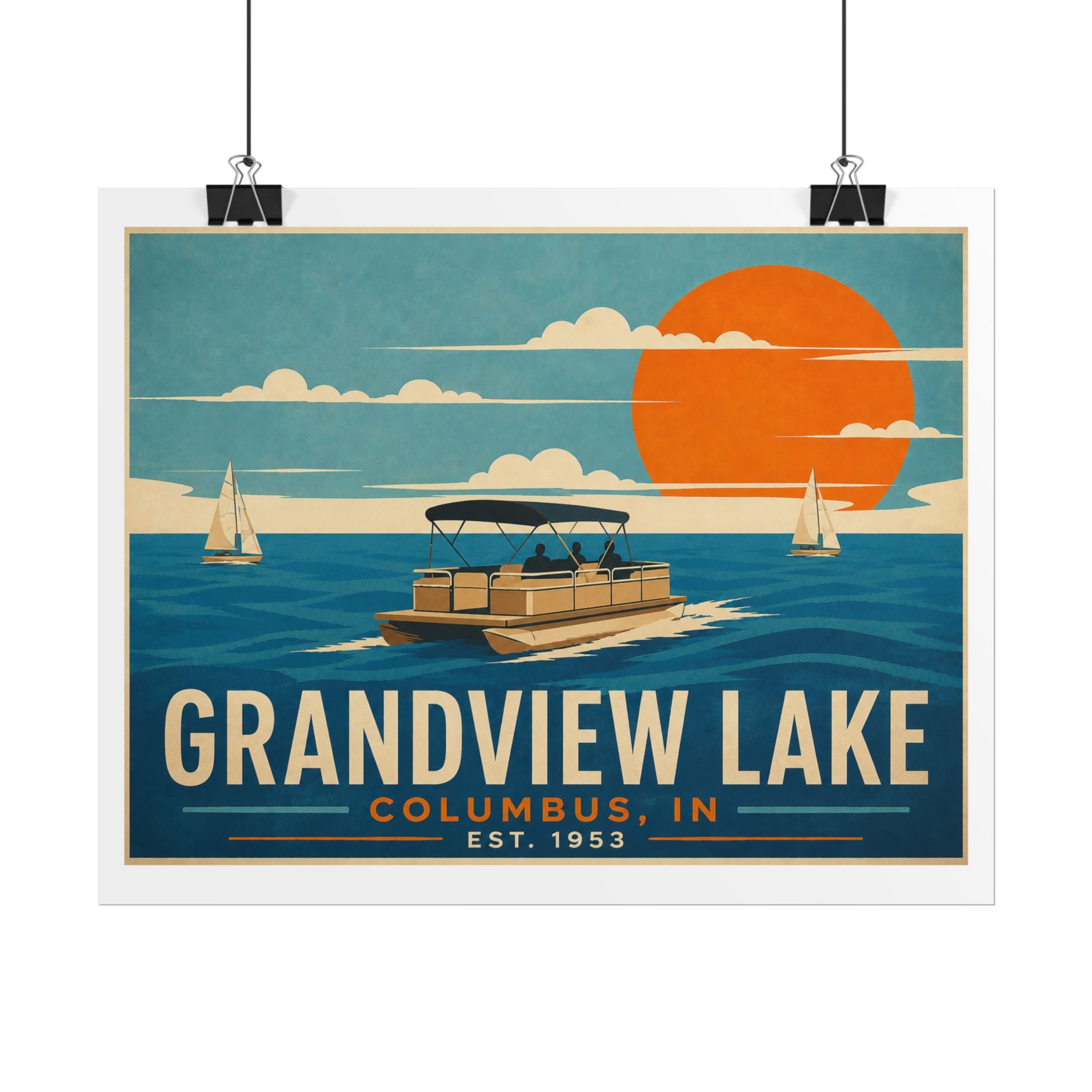 Grandview Lake Poster — Vintage Lake Travel Print (Rolled Poster)