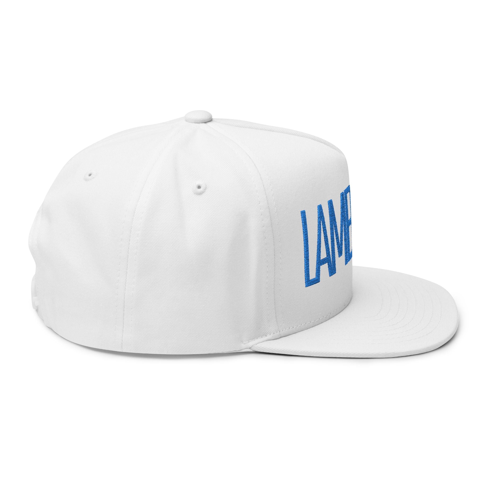 Flat Bill Cap — Minimal Embroidered "LAMB LAKE" Logo Snapback