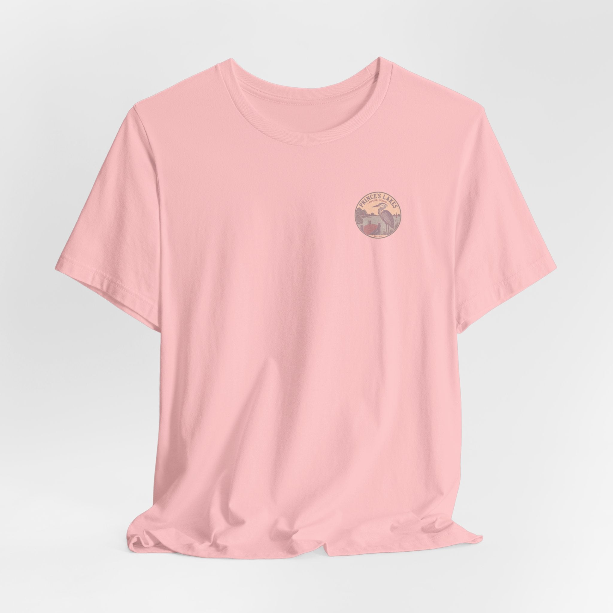 Prince's Lakes Great Blue Heron Graphic Tee — Vintage Nature Pocket & Back Print