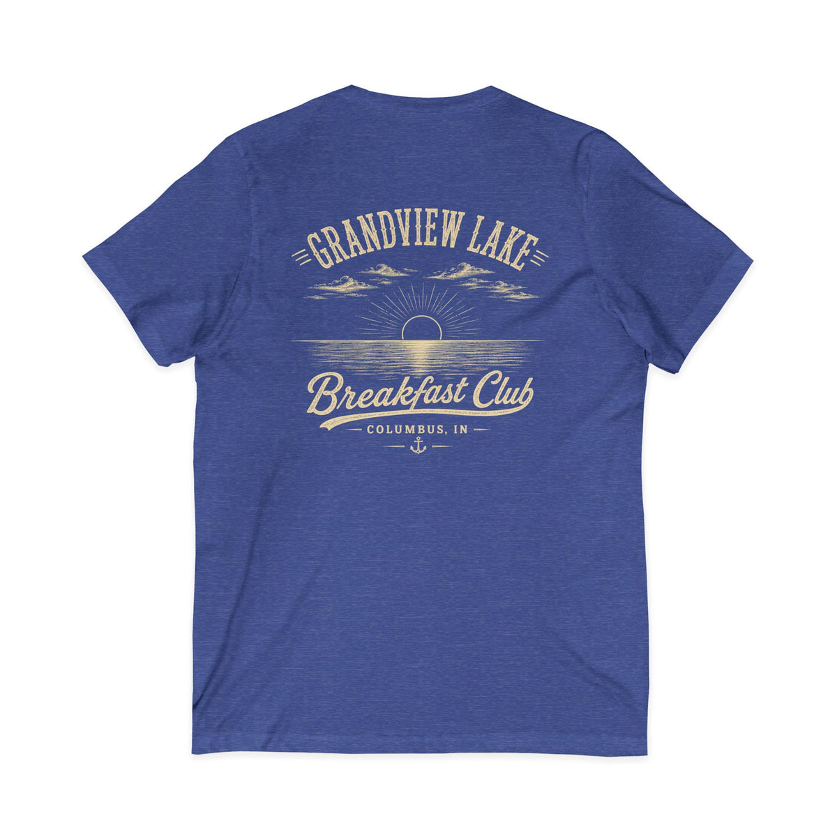 Good Food Good Company Good Morning V-Neck Tee — Retro Grandview Lake Breakfast Club Graphic Shirt