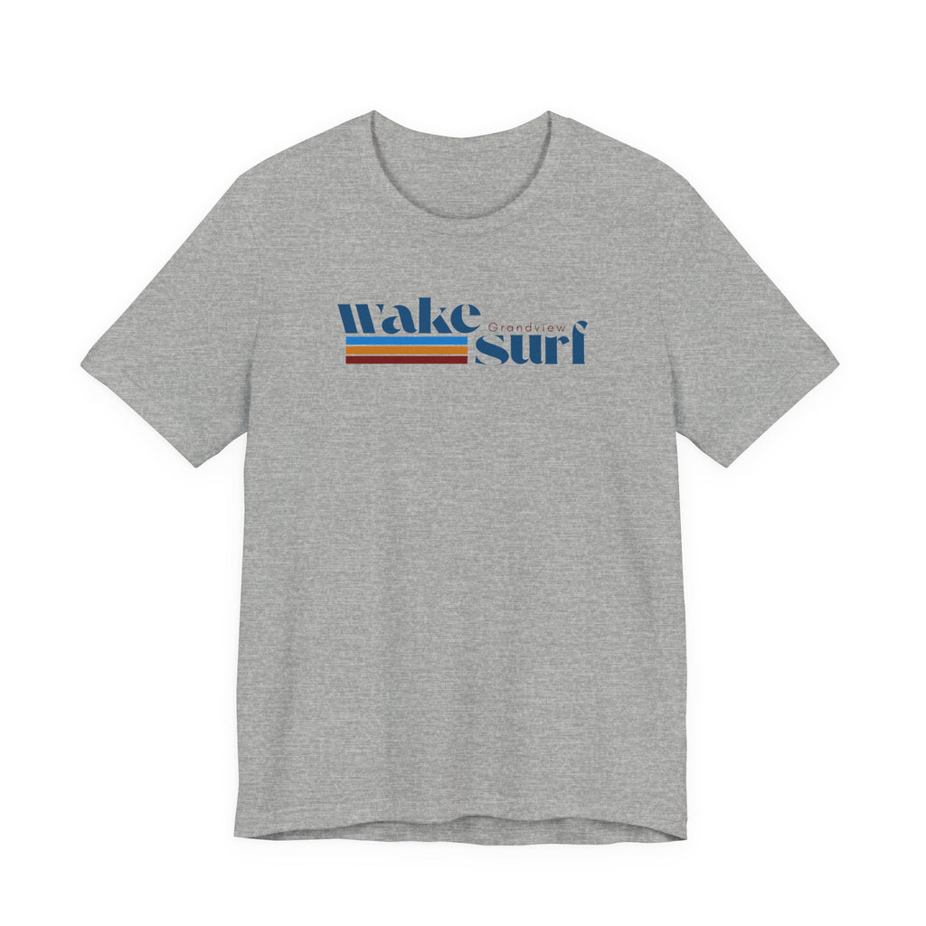 Wake Surf Grandview Stripe Tee — Retro Surfing Graphic T-Shirt