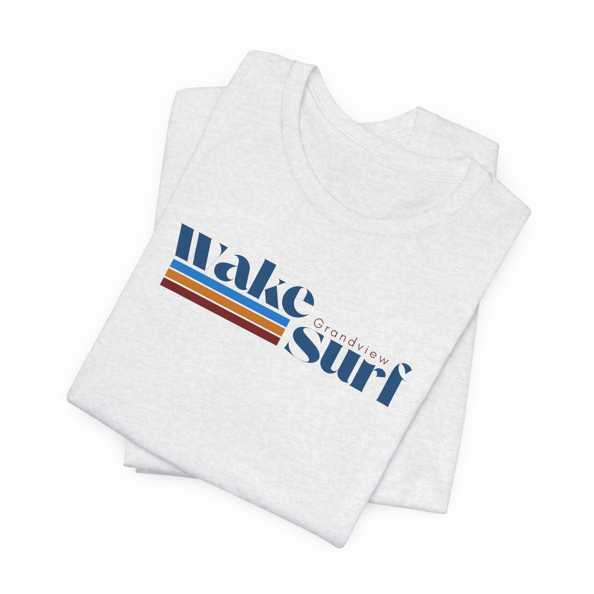 Wake Surf Grandview Stripe Tee — Retro Surfing Graphic T-Shirt