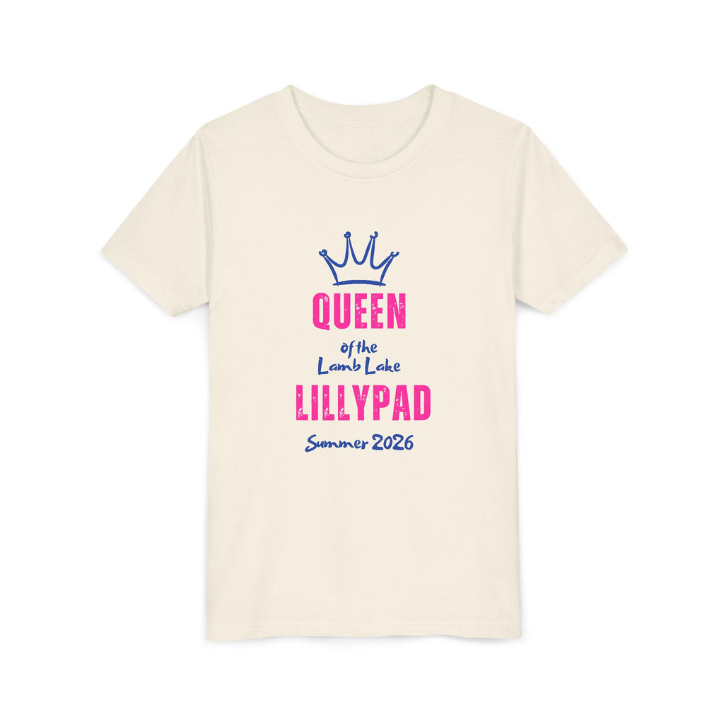 Youth Tee — "Queen of the Lillypad" Lamb Lake Crown Graphic Kids Shirt