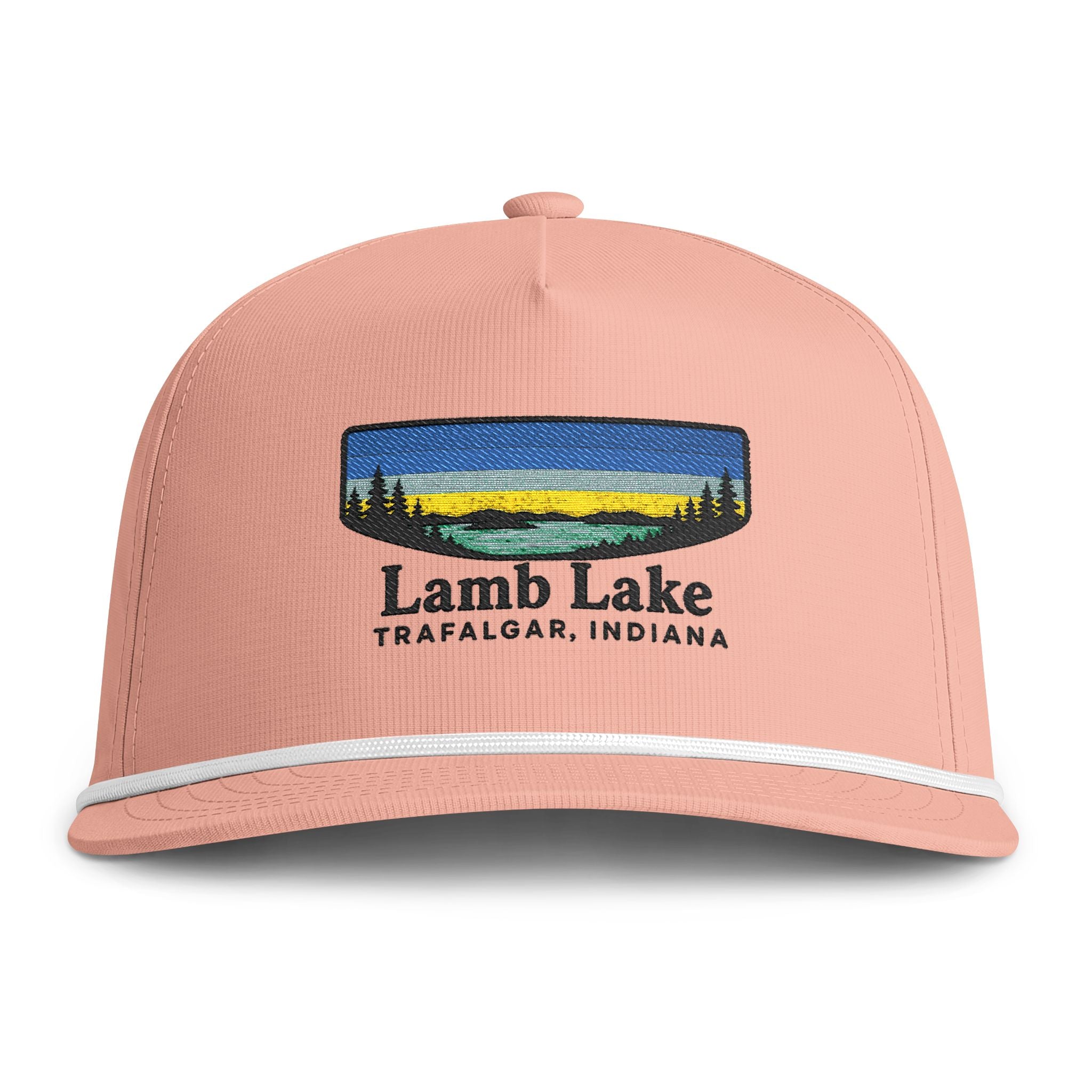 Lamb Lake Sunset Rope Cap — Vintage Sunwashed Embroidered Baseball Hat