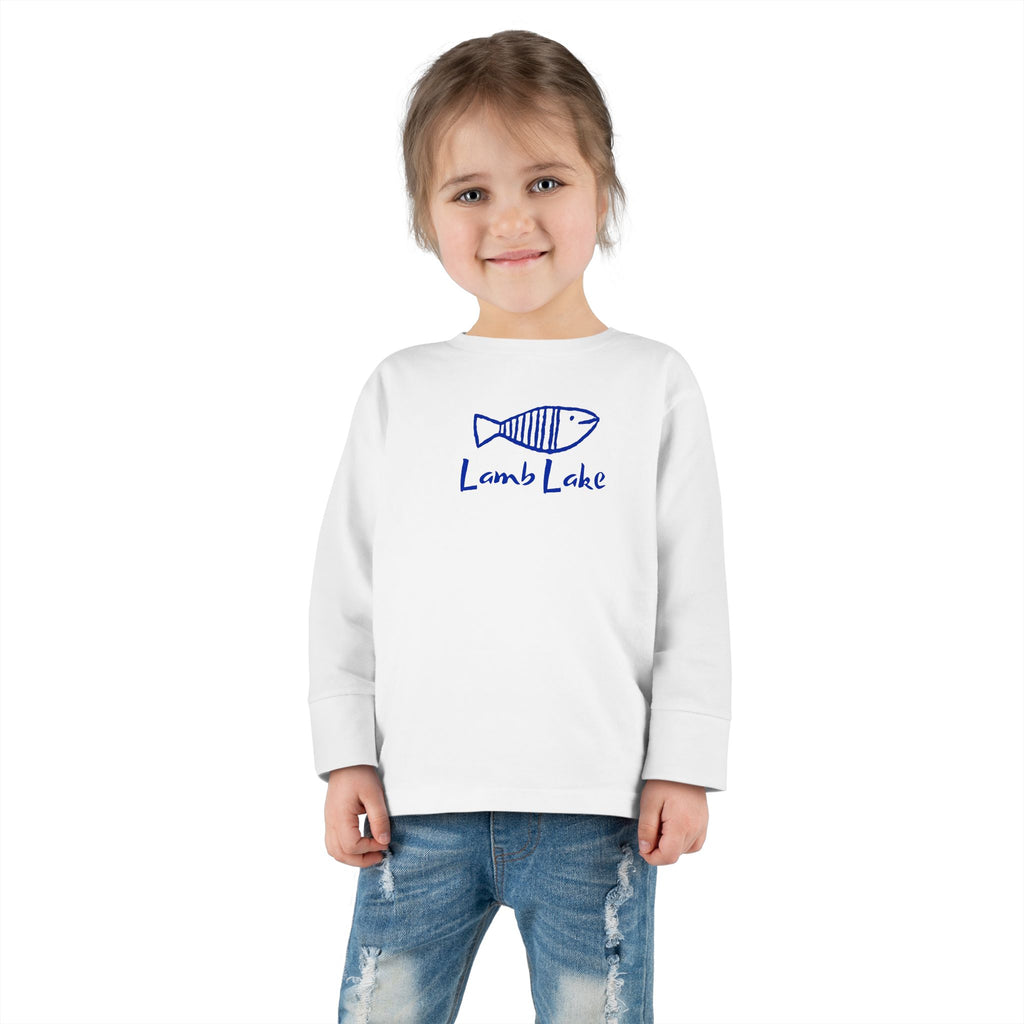 Toddler Long Sleeve Tee — "Lamb Lake" Hand-Drawn Fish Graphic