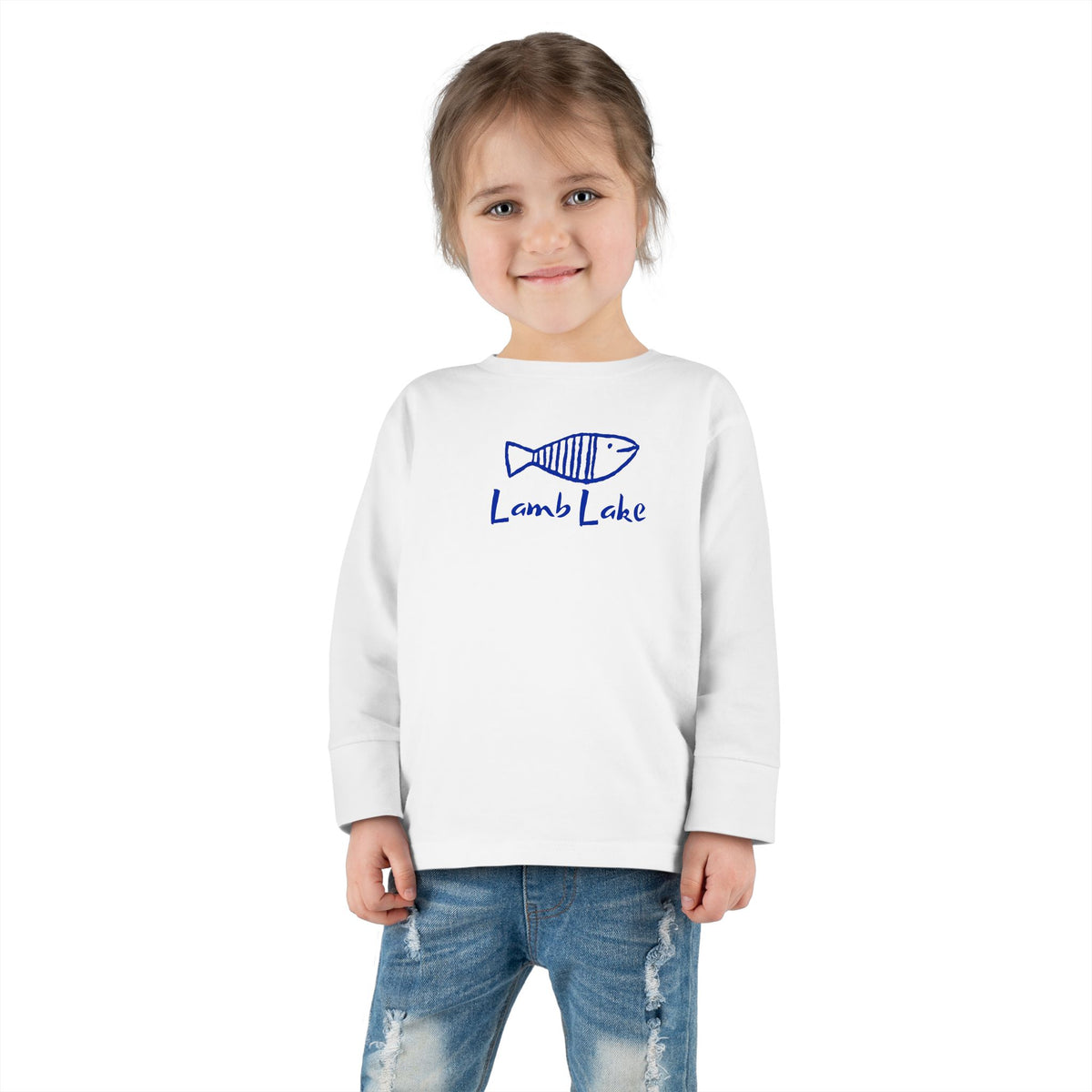 Toddler Long Sleeve Tee — "Lamb Lake" Hand-Drawn Fish Graphic