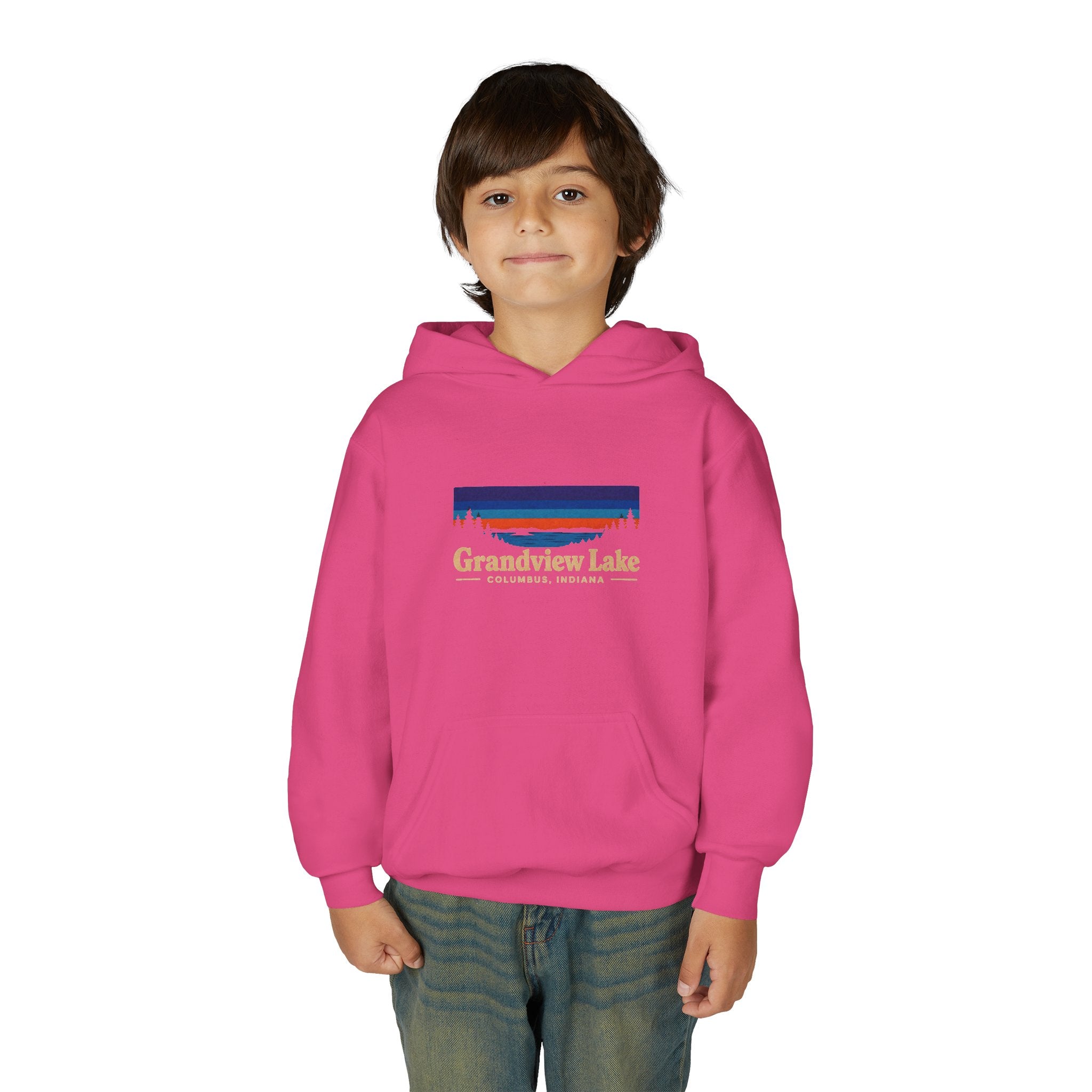 Youth Hoodie - Grandview Lake Sunset Logo