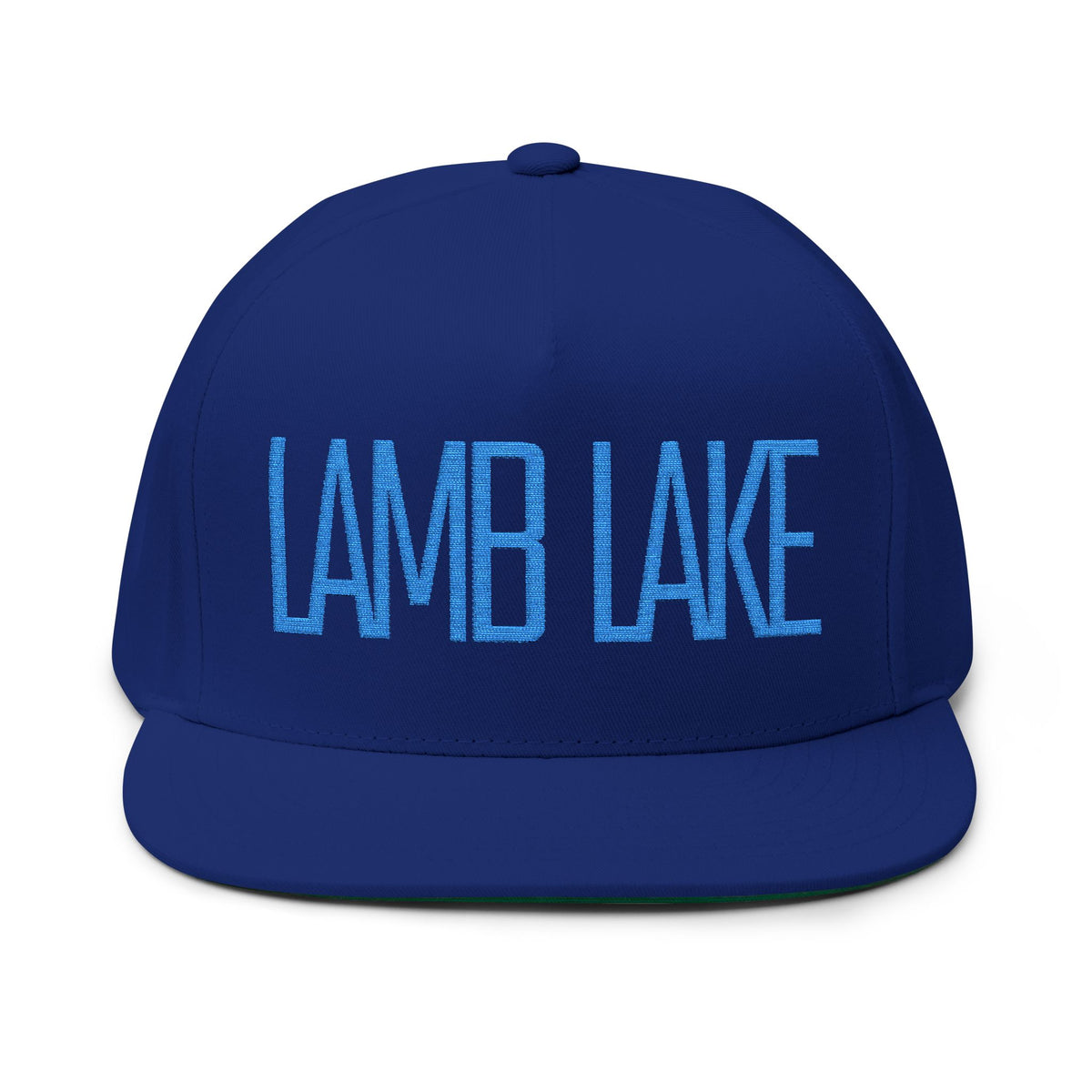 Flat Bill Cap — Minimal Embroidered "LAMB LAKE" Logo Snapback