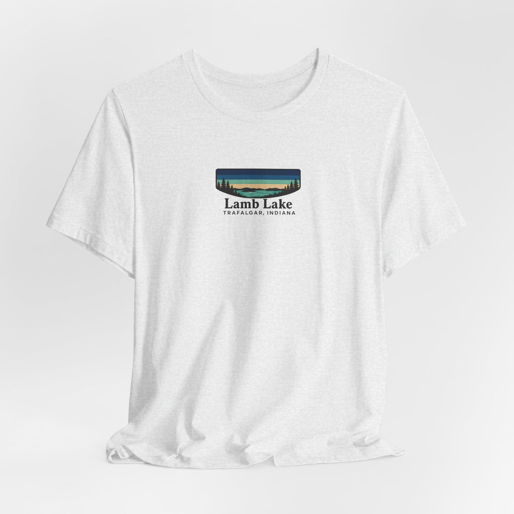 Lamb Lake Landscape Tee — Retro Mountain Lake Graphic T-Shirt