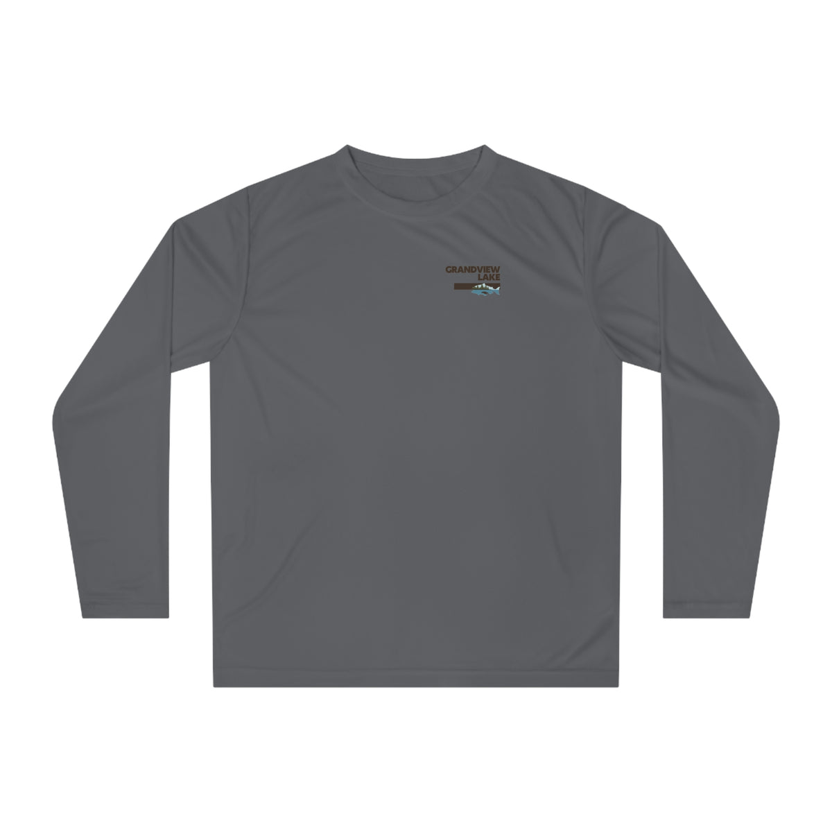 Performance Long Sleeve Shirt — Fish Grandview Lake Logo Chest Print