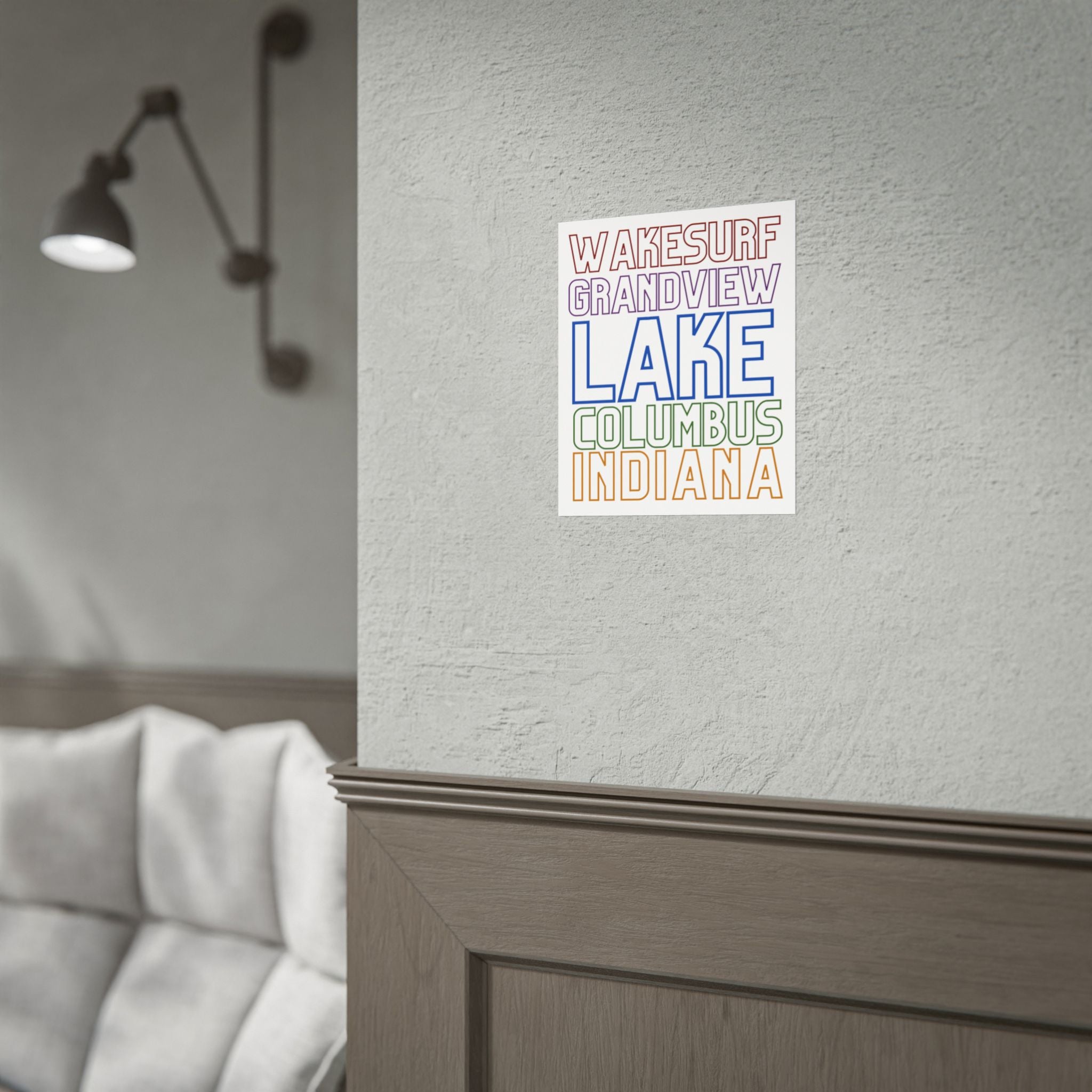Lake Columbus Indiana Wakesurf Poster — Grandview Typography Rolled Poster
