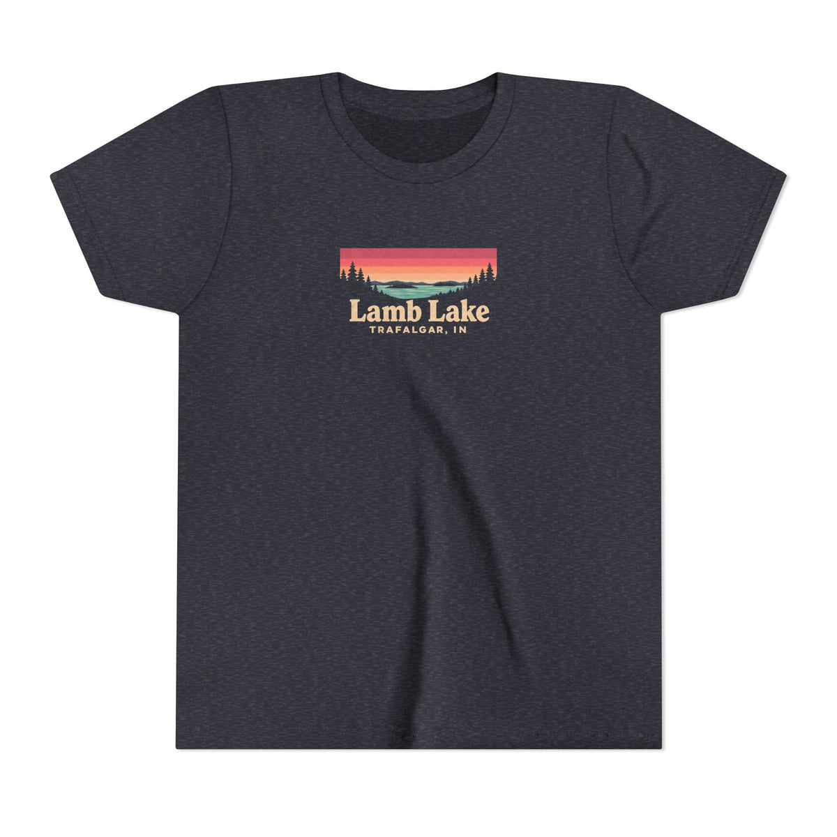 Youth Tee — Lamb Lake Retro Sunset Graphic