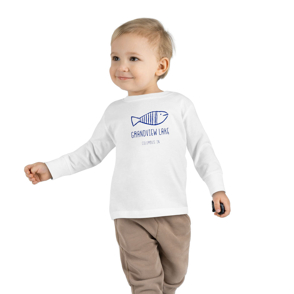Toddler Long Sleeve Tee — "Grandview Lake" Hand-Drawn Fish Graphic