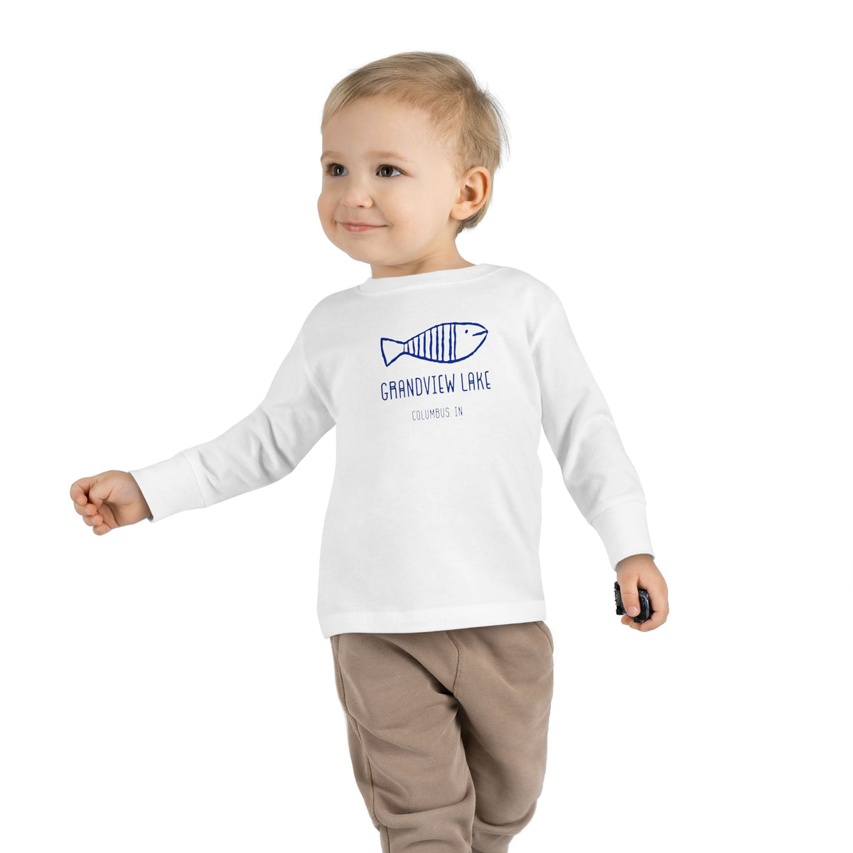 Toddler Long Sleeve Tee — "Grandview Lake" Hand-Drawn Fish Graphic