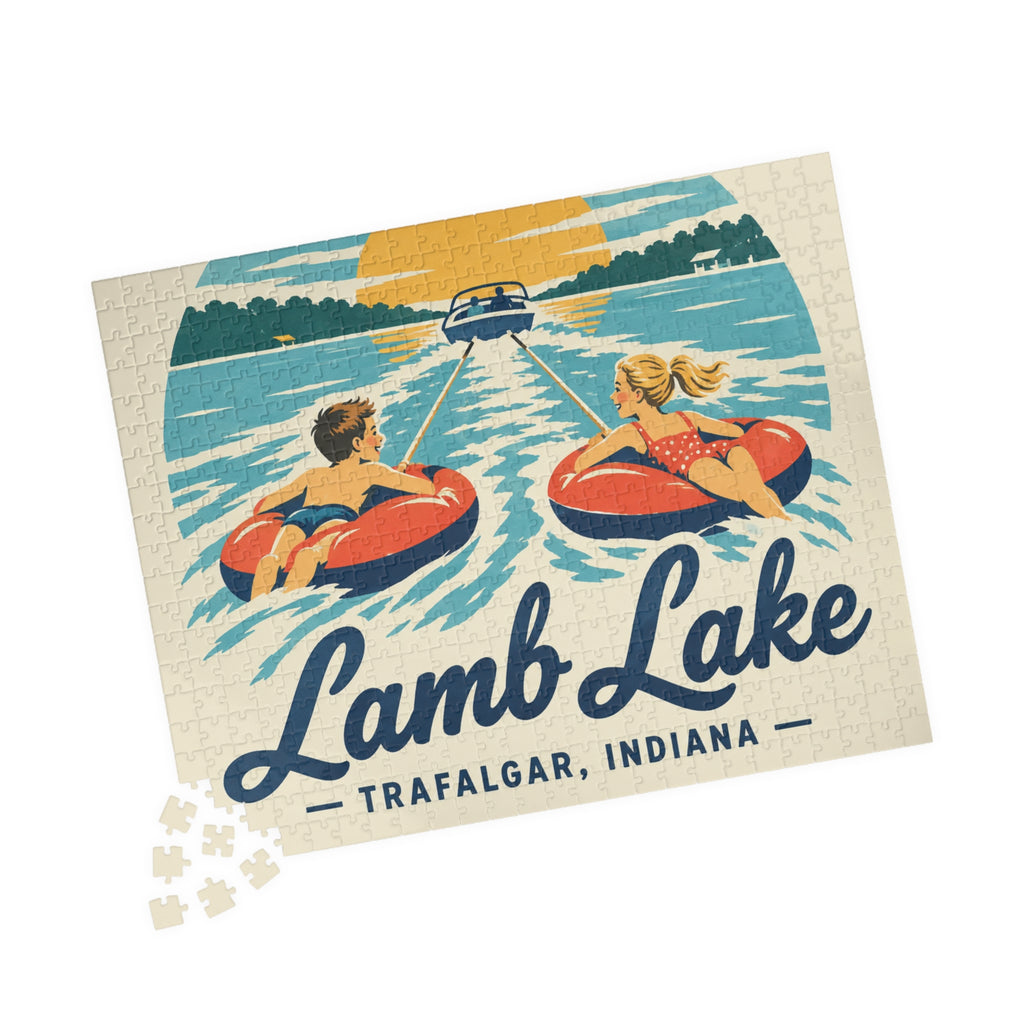 Lamb Lake Kids Retro Tubing Puzzle — Trafalgar, Indiana Lake Souvenir