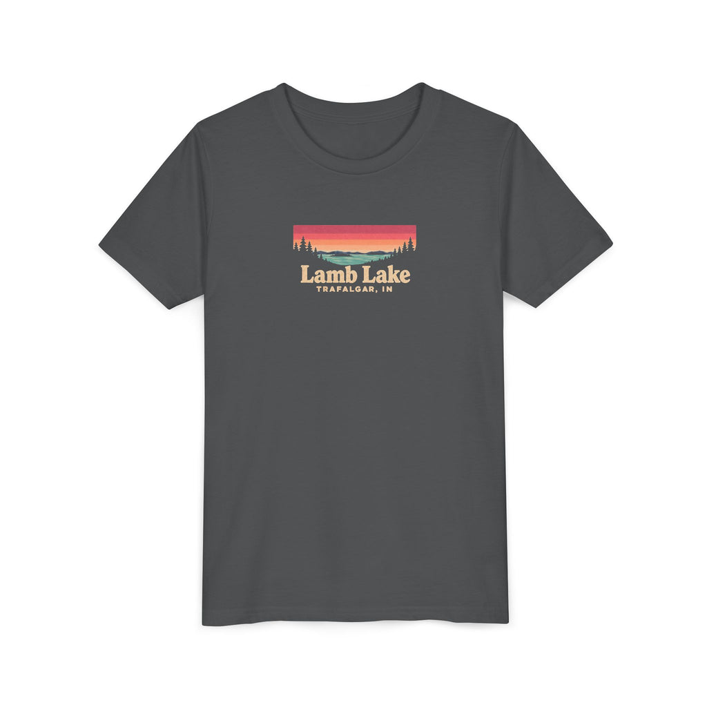 Youth Tee — Lamb Lake Retro Sunset Graphic