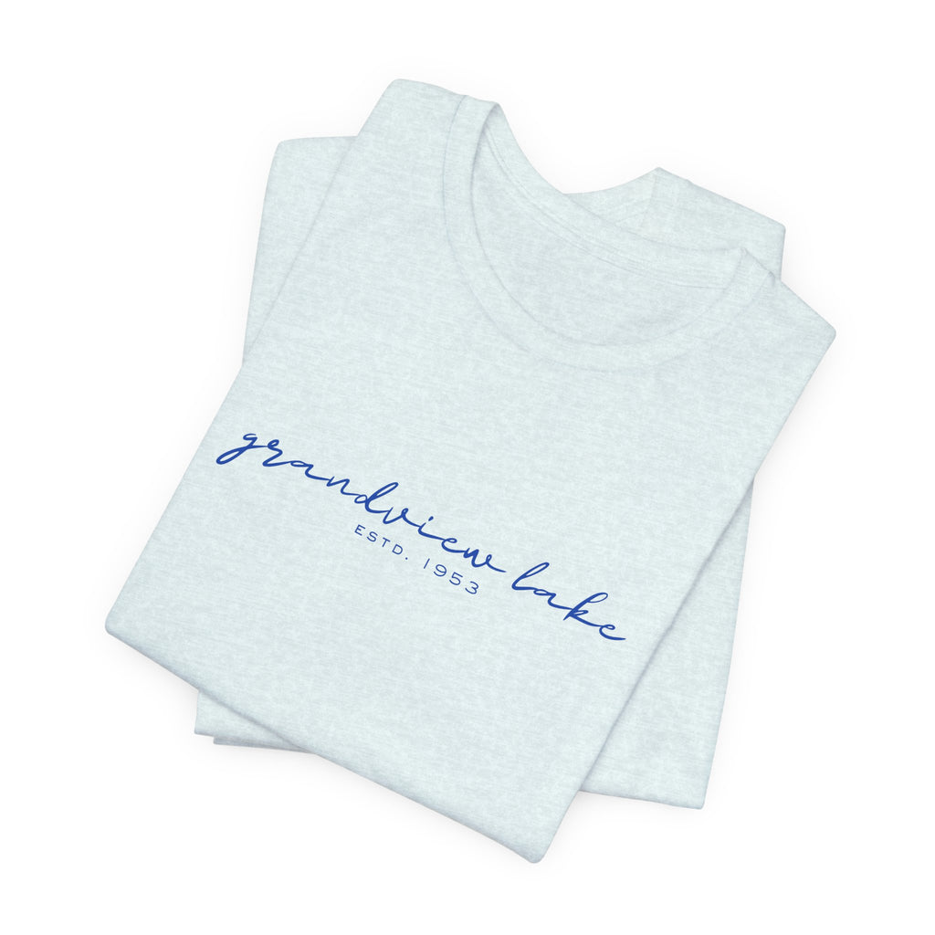 Script "grandview lake" Unisex Jersey Short Sleeve Tee