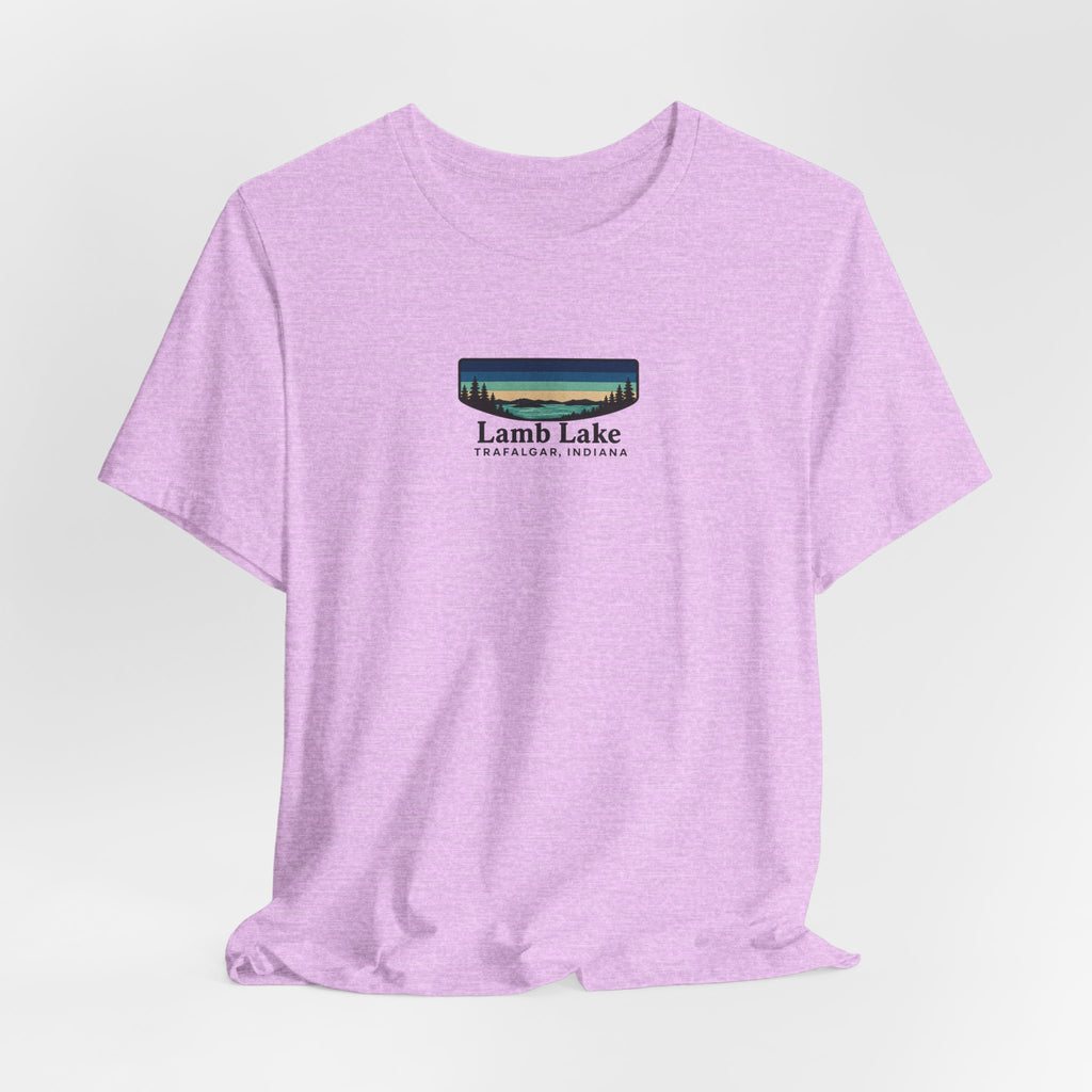 Lamb Lake Landscape Tee — Retro Mountain Lake Graphic T-Shirt