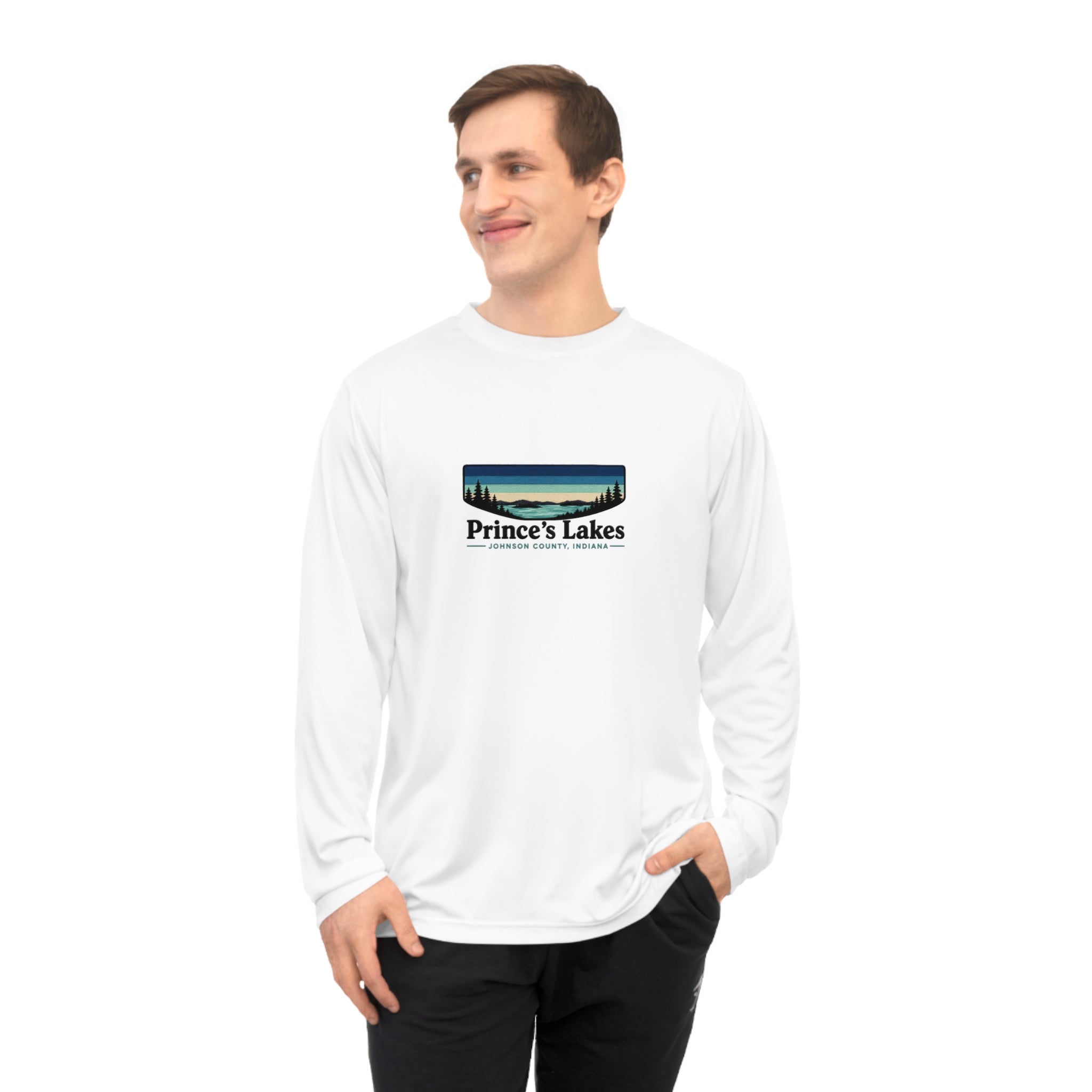 Prince's Lakes Performance Long Sleeve Shirt — Retro Lakeside Graphic