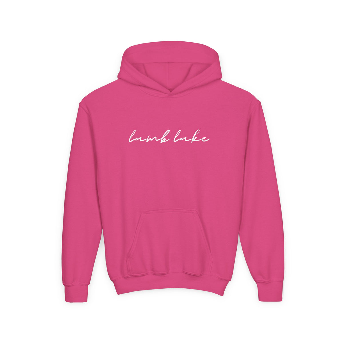 Youth Hoodie with "lamb lake" Script — Soft Casual Pullover