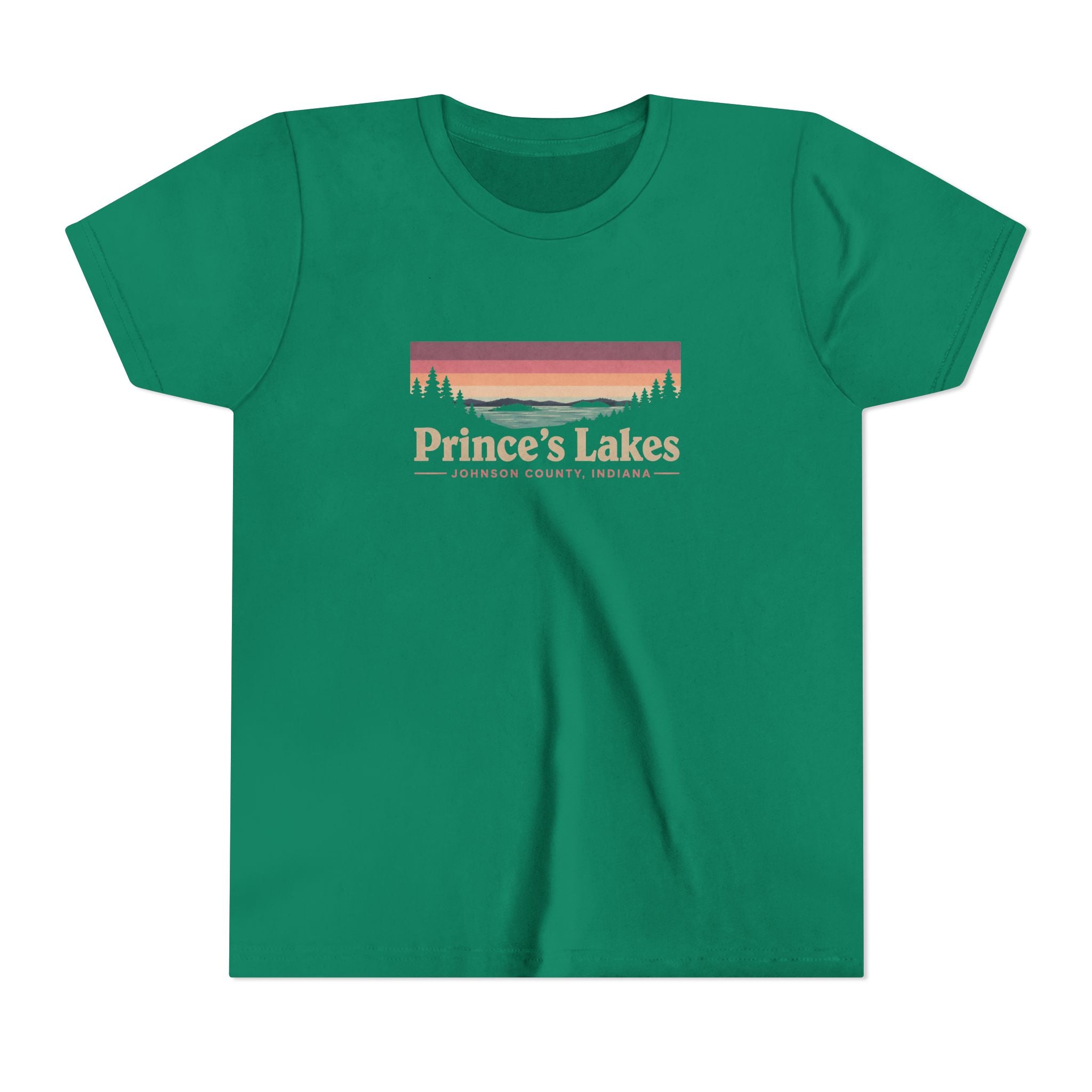 Youth Tee — Prince's Lakes Retro Sunset Graphic