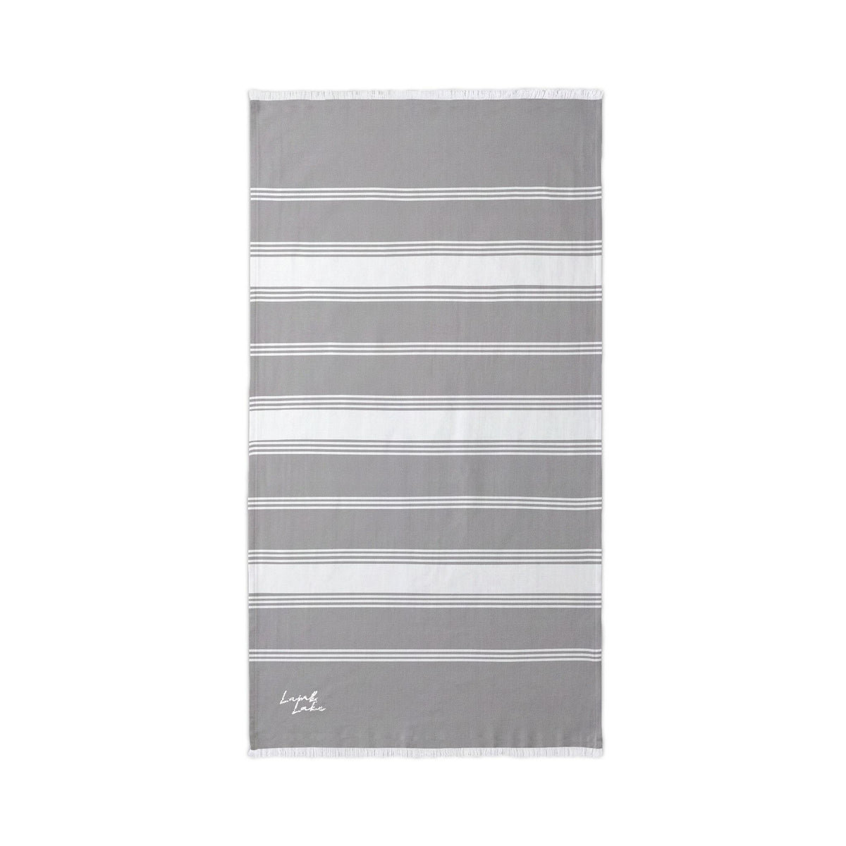 Lamb Lake Striped Embroidered Beach Throw — Lightweight Turkish Towel for Lake, Travel & Summer