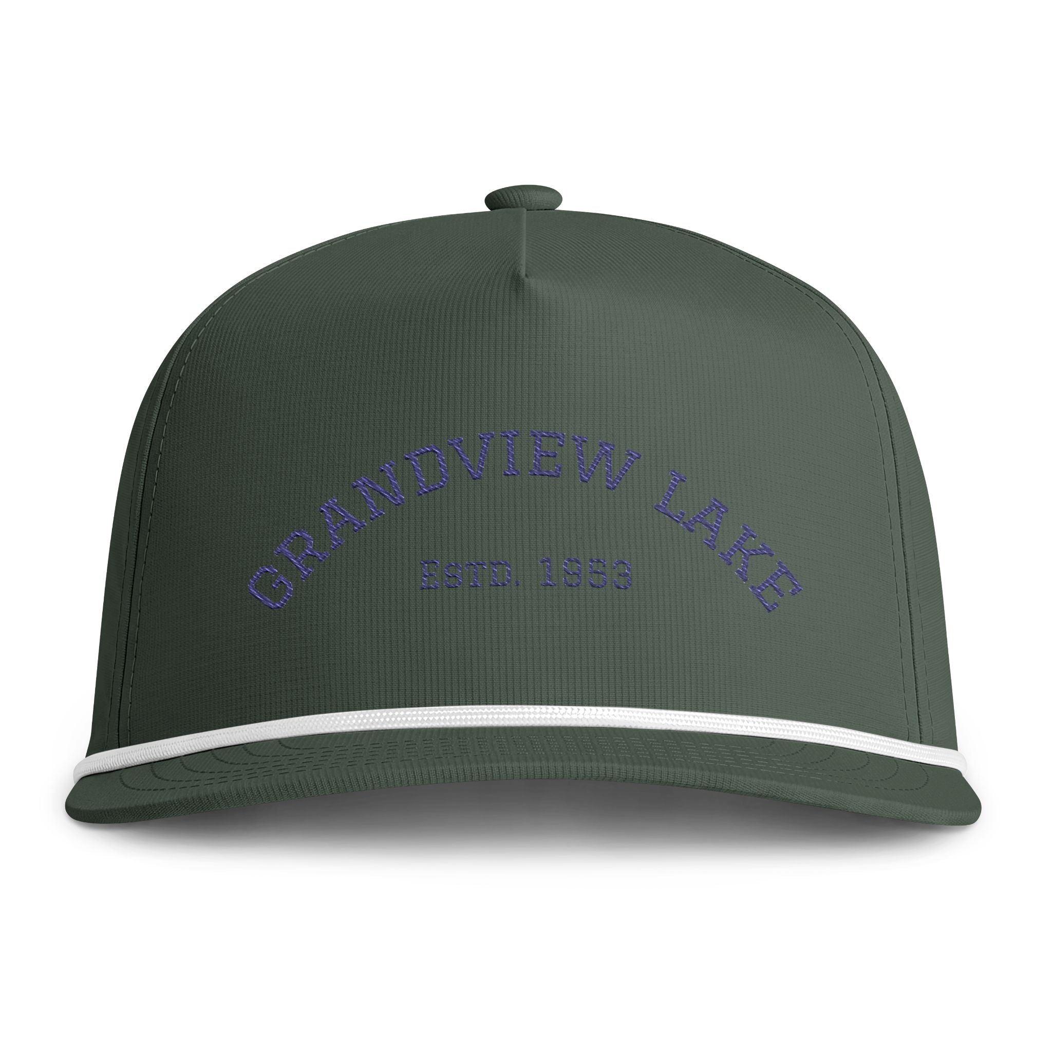 Grandview Lake Rope Cap — Embroidered Stitch Vintage Sun-washed Trucker Hat