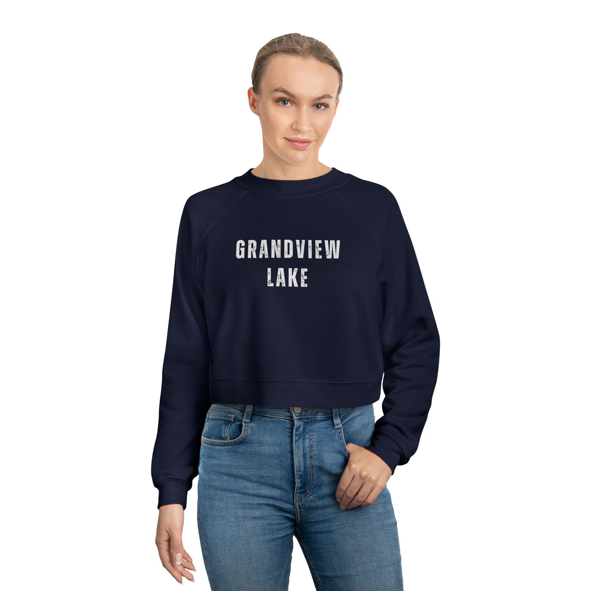 Grandview Lake Cropped Pullover — Minimal White Fleece for Women
