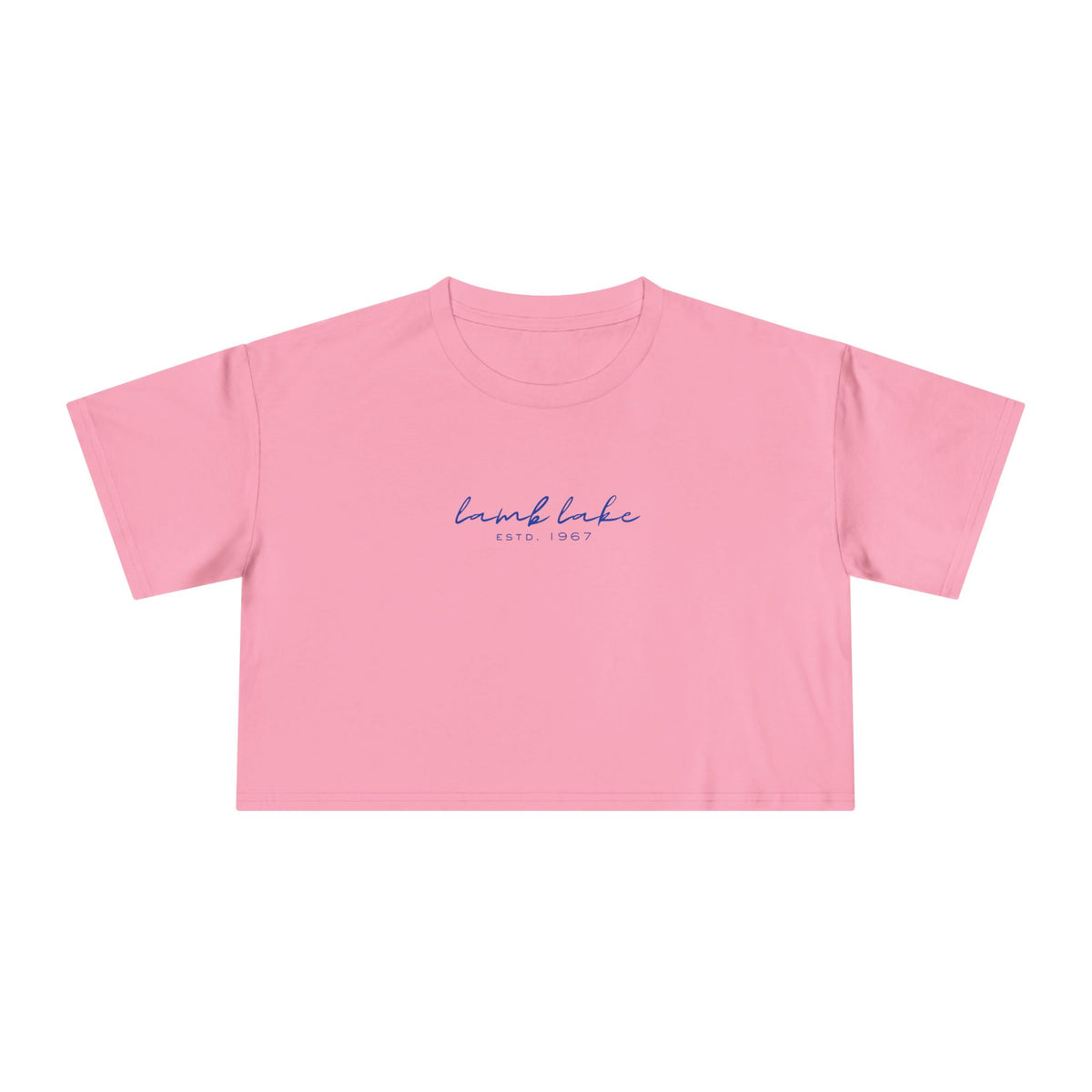 Script Logo Crop Tee — "lamb lake" Women's Casual Top