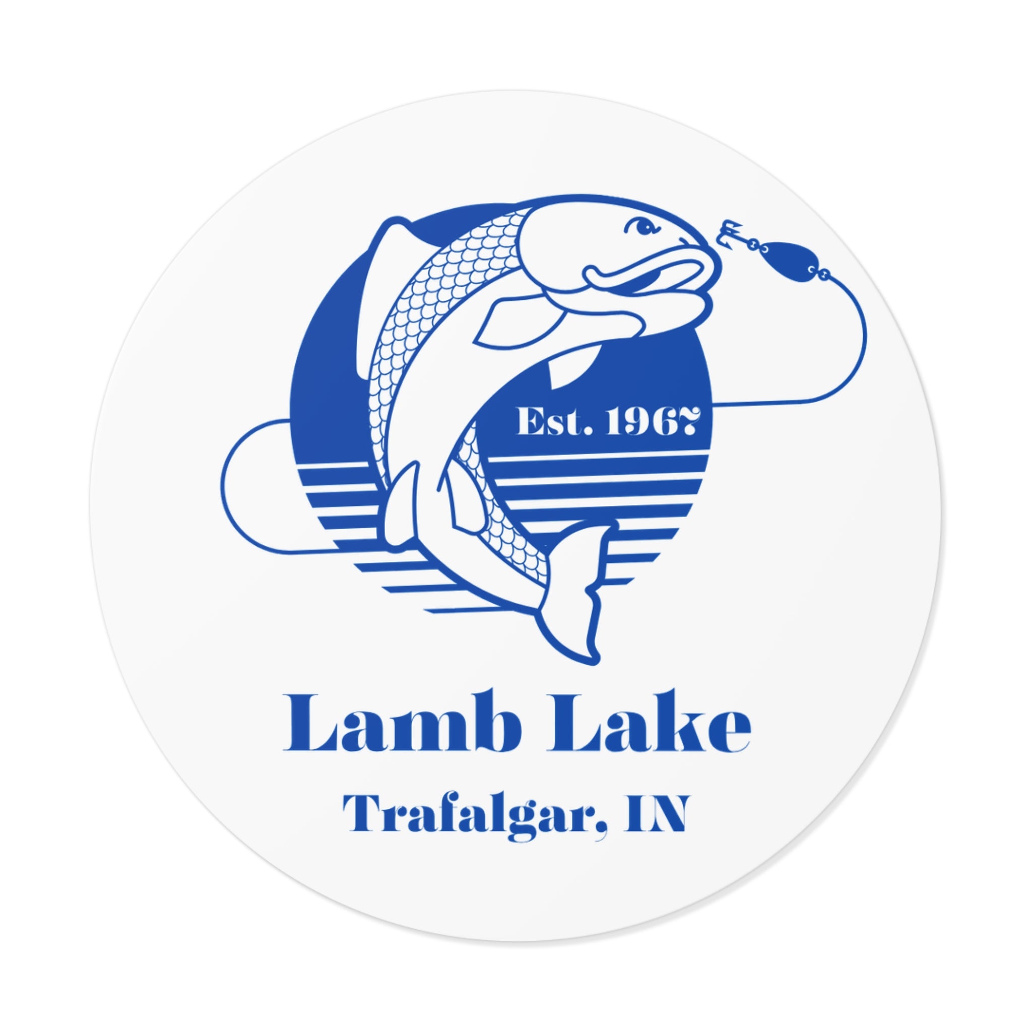 Lamb Lake Fishing Round Vinyl Sticker