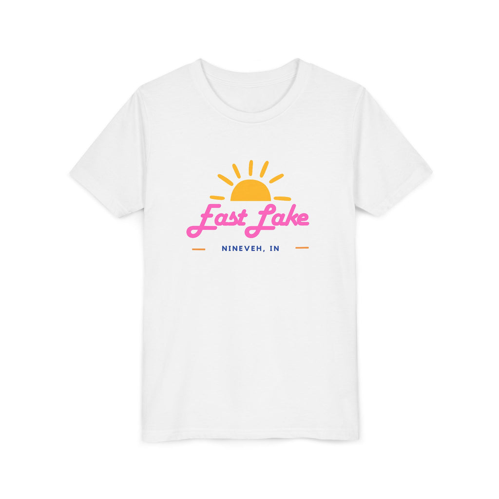 Youth Tee — East Lake Retro Sunset Kids Shirt (East Lake, IN)