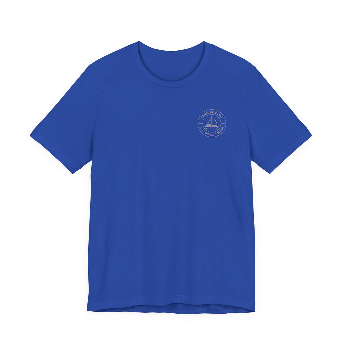Sailboat Pocket & Back Print Grandview Lake Minimalist Tee —  Short Sleeve Shirt