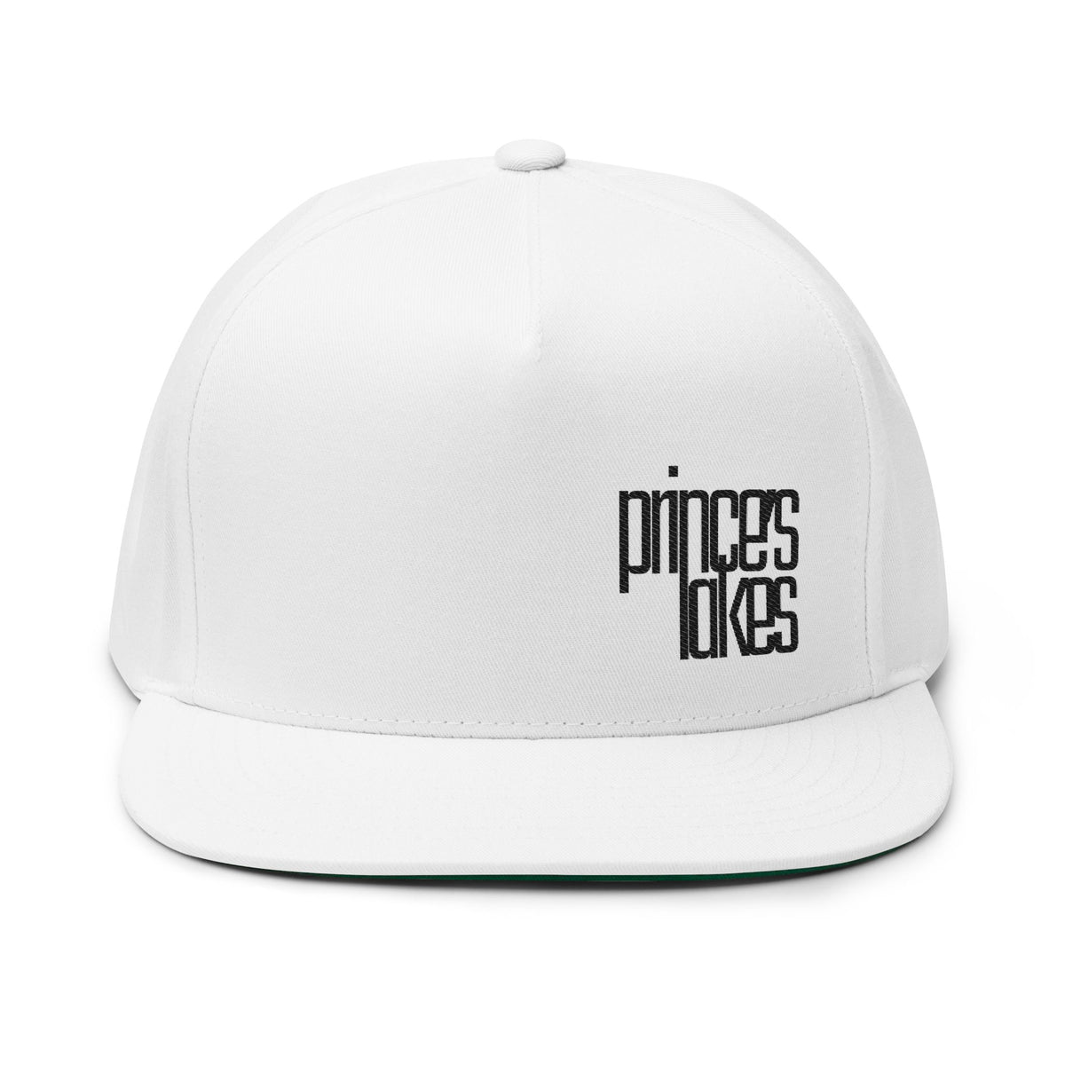 Flat Bill Cap — Minimal Embroidered "prince's lakes" Logo Snapback