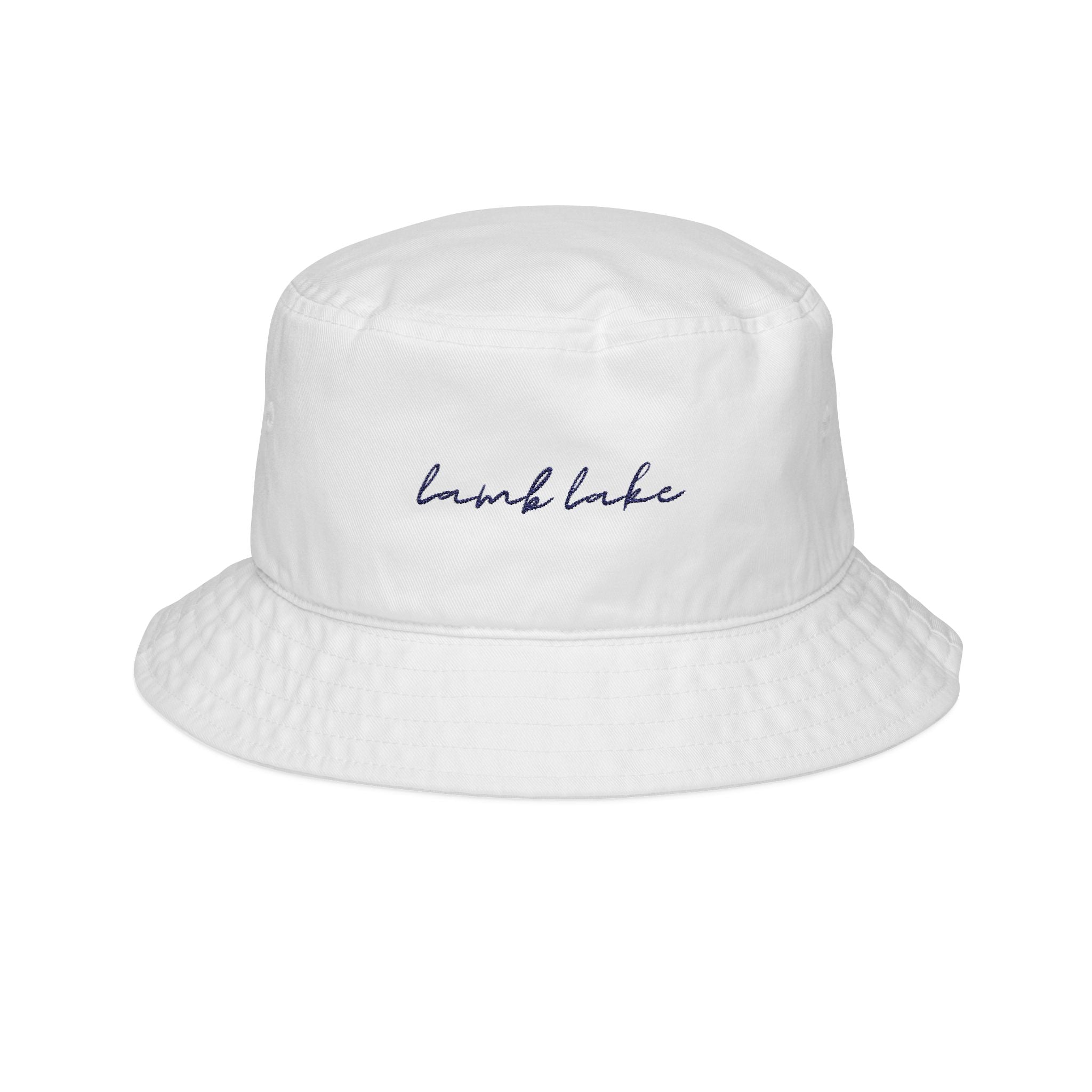 Embroidered "Lamb Lake" Script Bucket Hat — Casual Summer Fishing & Outdoor Hat