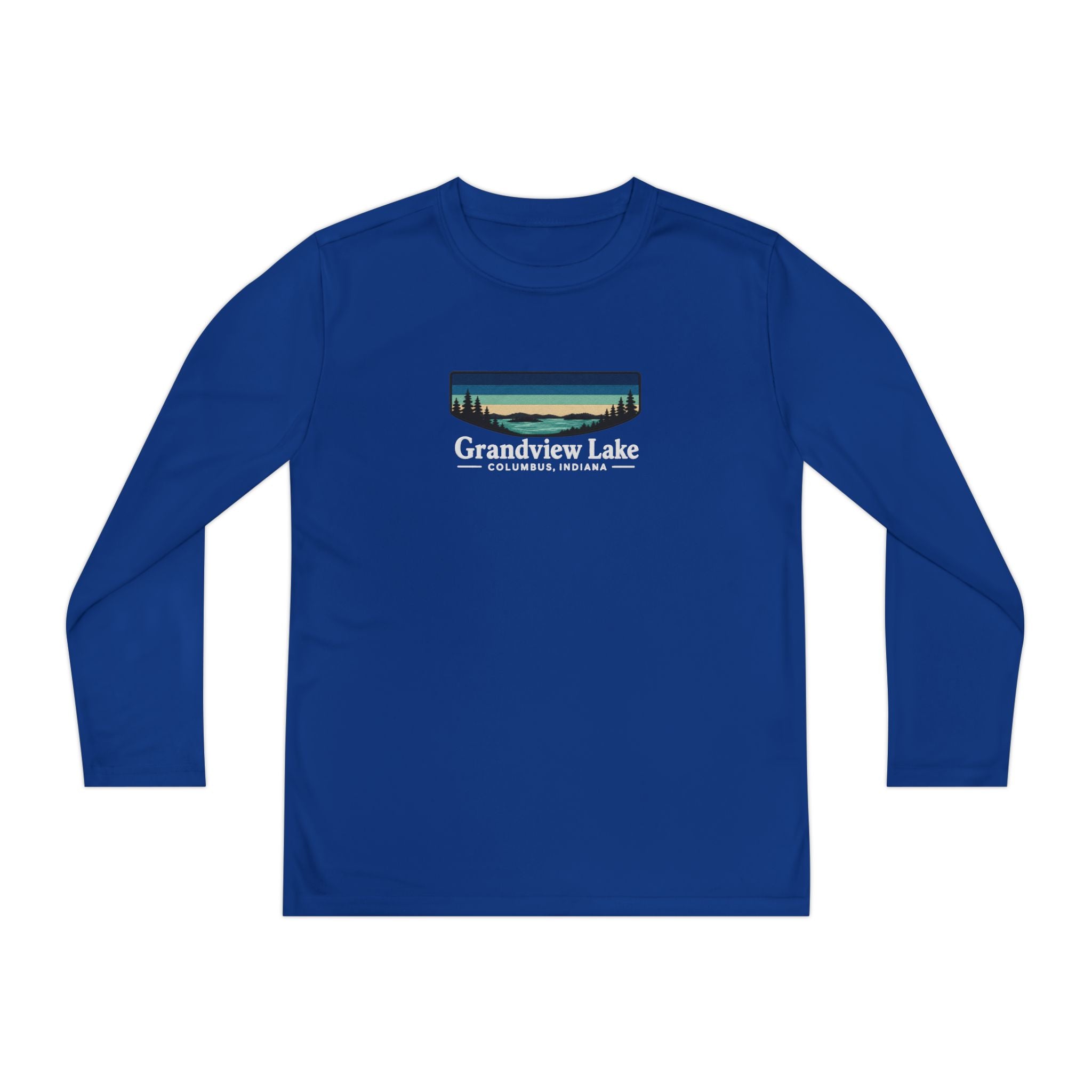 Youth Long Sleeve Tee — Grandview Lake Retro Lakeside Nature Design