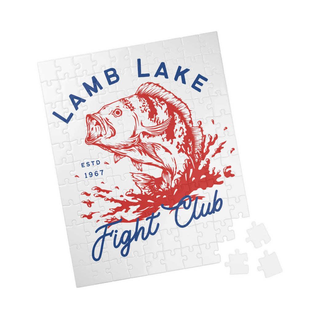 Kids Lamb Lake Fight Club Fishing Puzzle — Vintage Bass Jigsaw (110, 252, 510 pcs)
