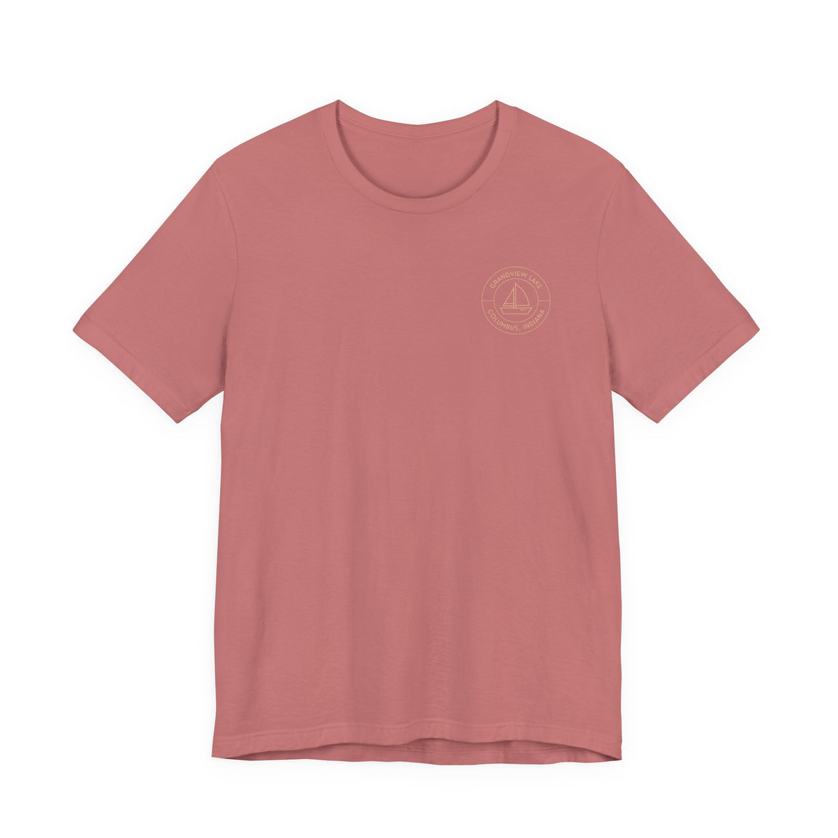 Sailboat Pocket & Back Print Grandview Lake Minimalist Tee —  Short Sleeve Shirt