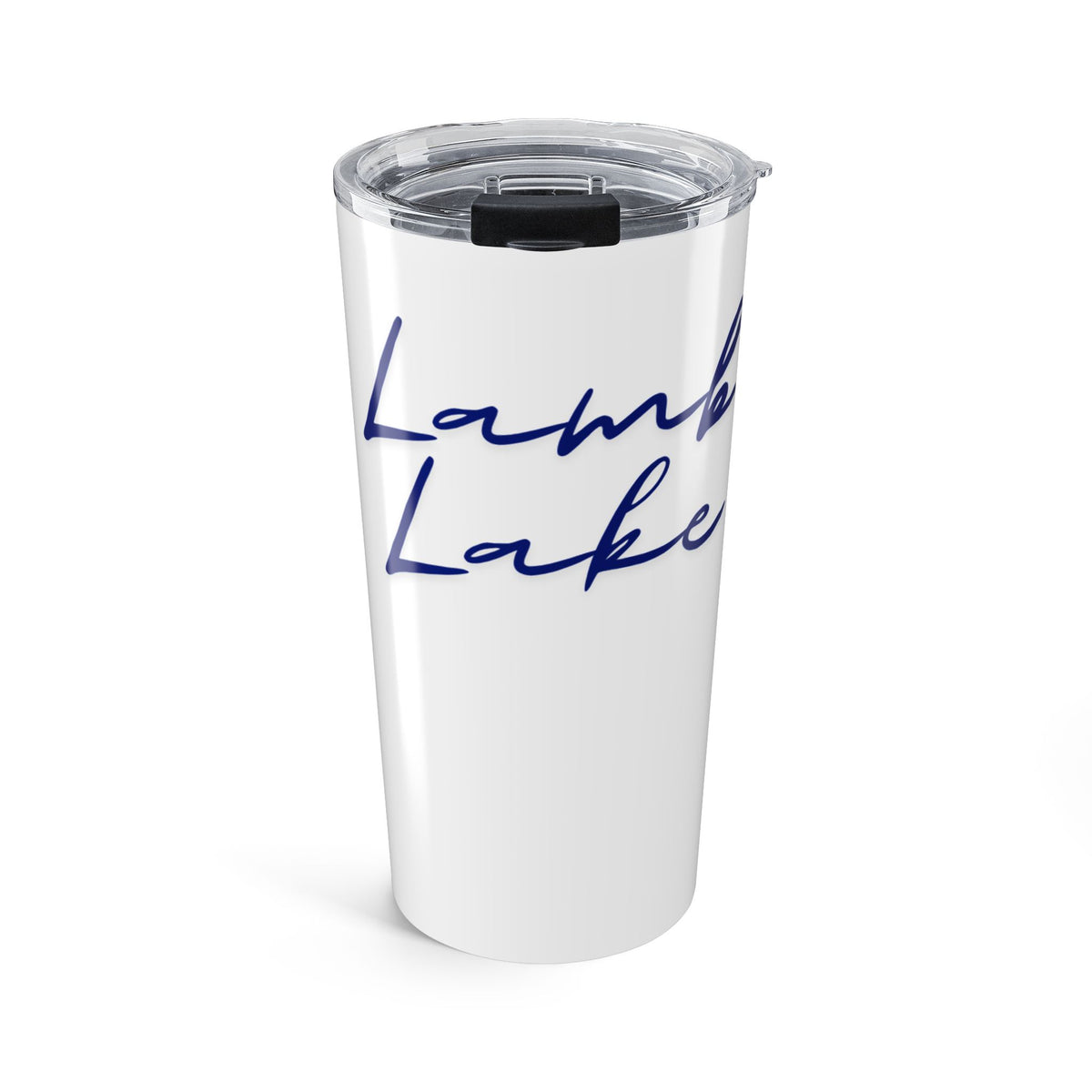 20oz Tumbler — "Lamb Lake" Blue Script Insulated Travel Cup