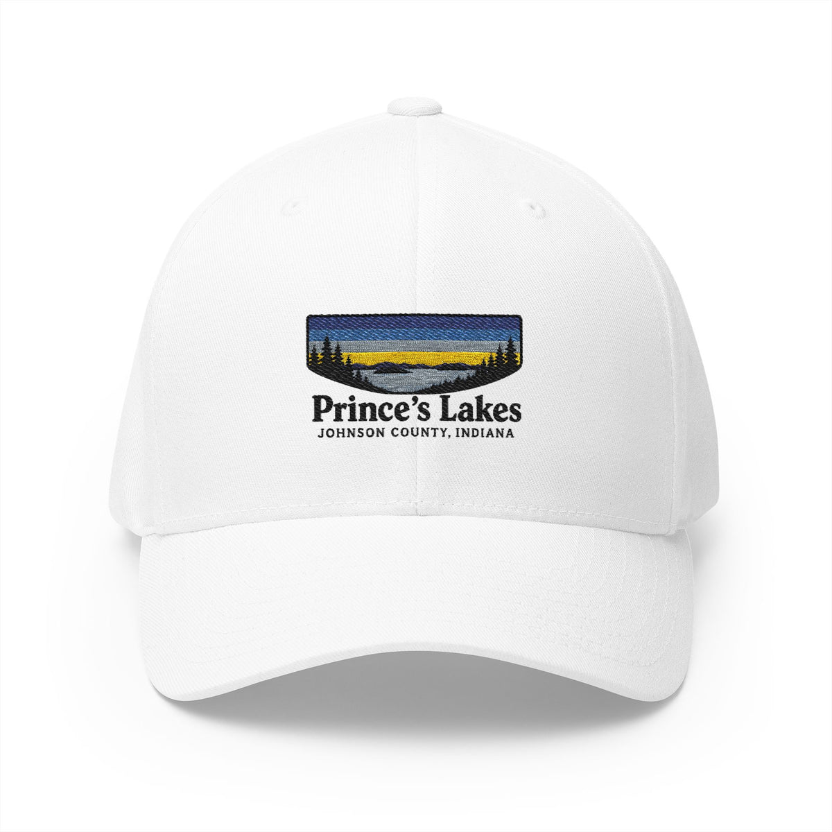Prince’s Lakes Embroidered Cap — Scenic Lake Sunset Hat