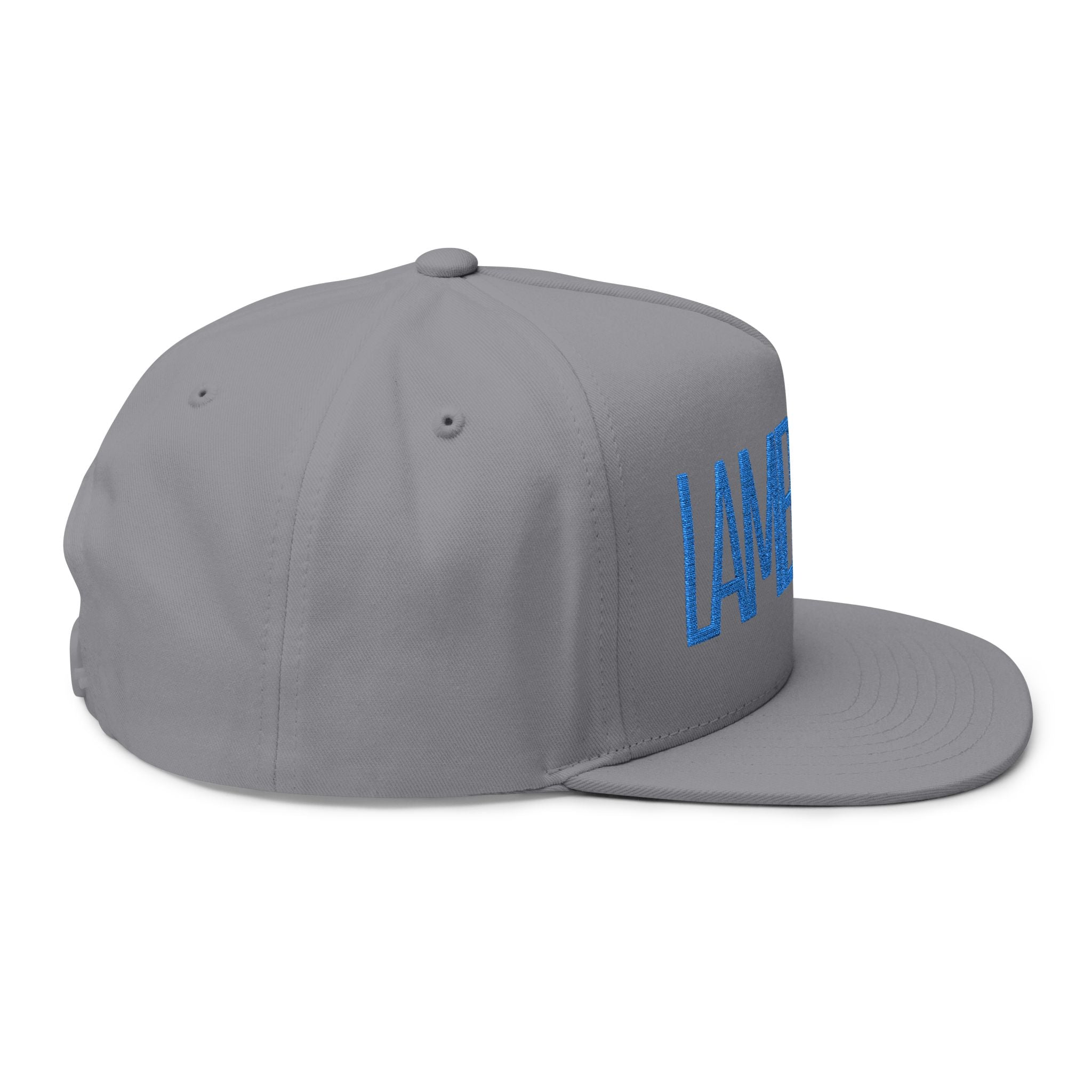 Flat Bill Cap — Minimal Embroidered "LAMB LAKE" Logo Snapback
