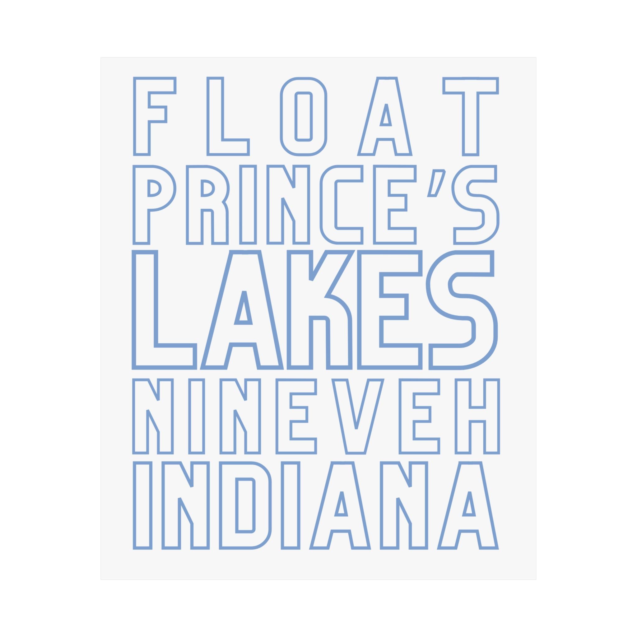Poster — Float Prince’s Lakes, Nineveh Indiana (Minimal Blue Typography)