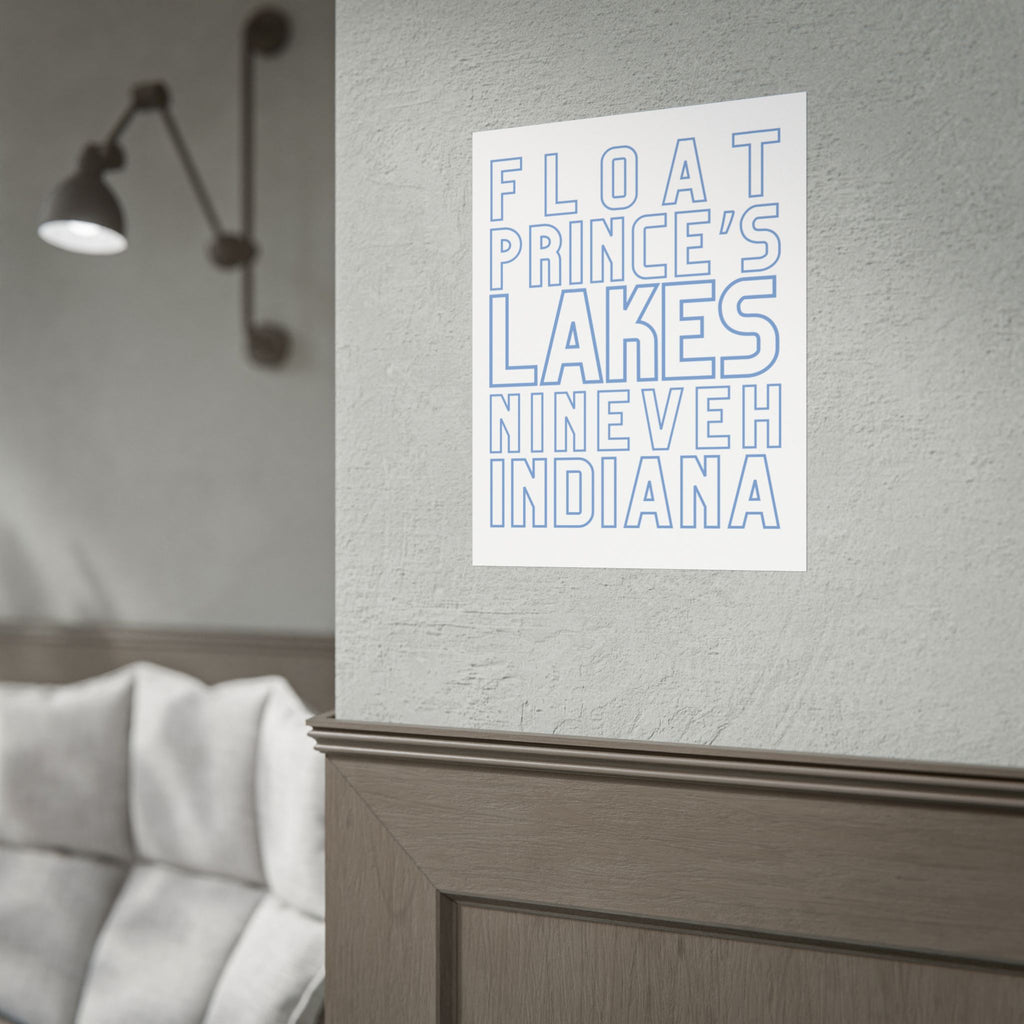 Rolled Poster — Float Prince's Lakes Nineveh Indiana Minimal Typography Travel Art