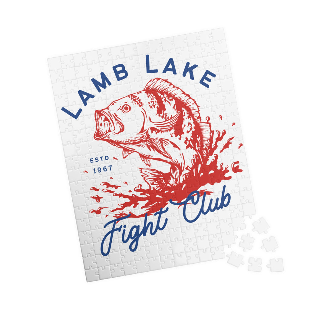 Kids Lamb Lake Fight Club Fishing Puzzle — Vintage Bass Jigsaw (110, 252, 510 pcs)